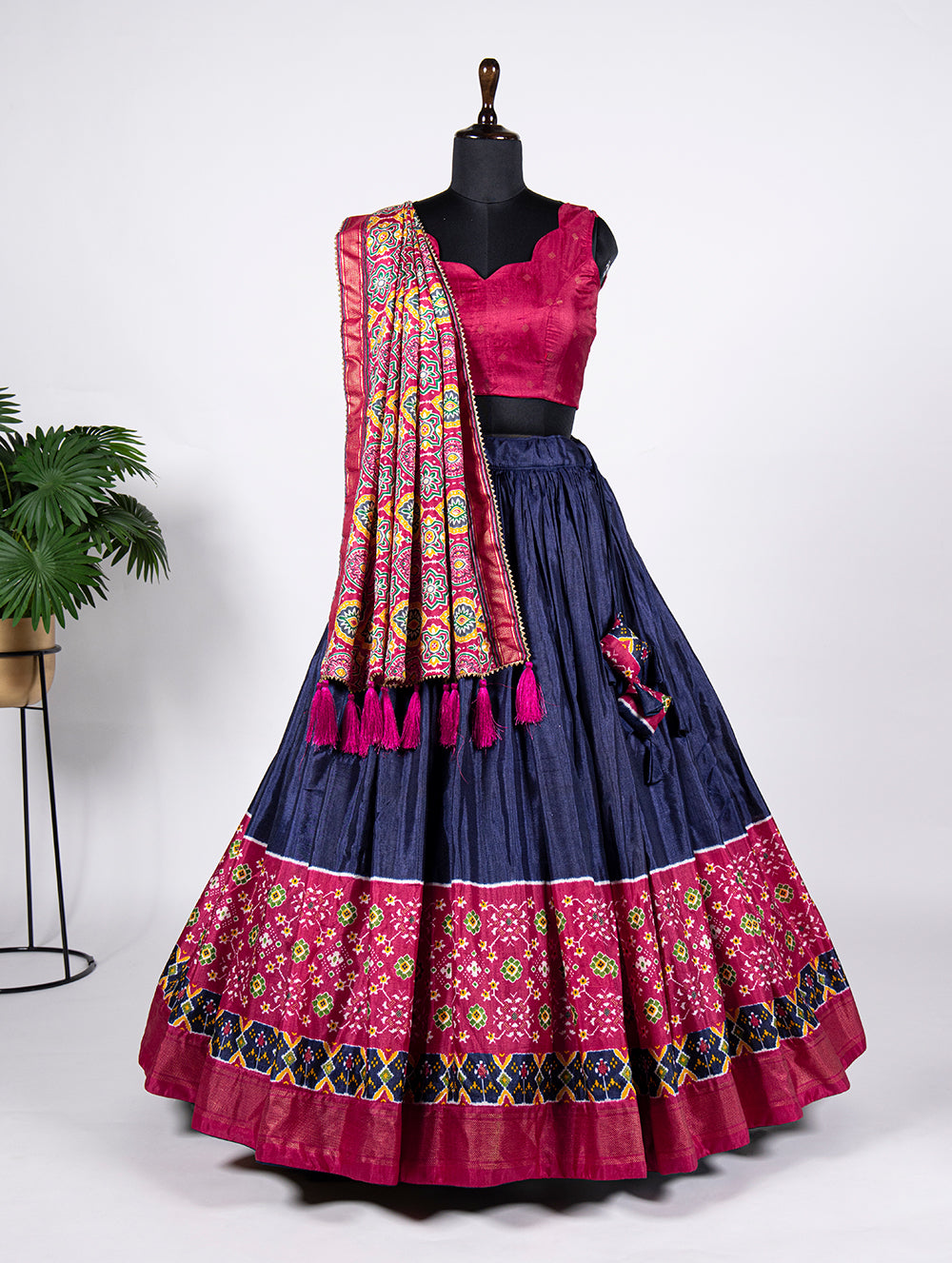 Aakash Tarang Delicate Foil Detailing Sky Blue Dola Silk Lehenga