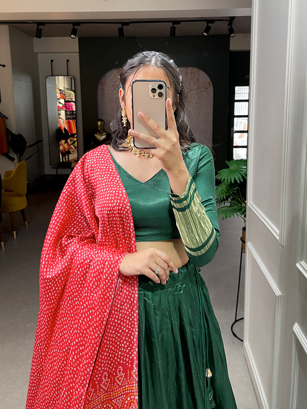 Prakriti Utsav Enchanting Green Celebration Pure Gajji Silk Bandhej-Patola and Pichwai Digital Print Lehenga Choli