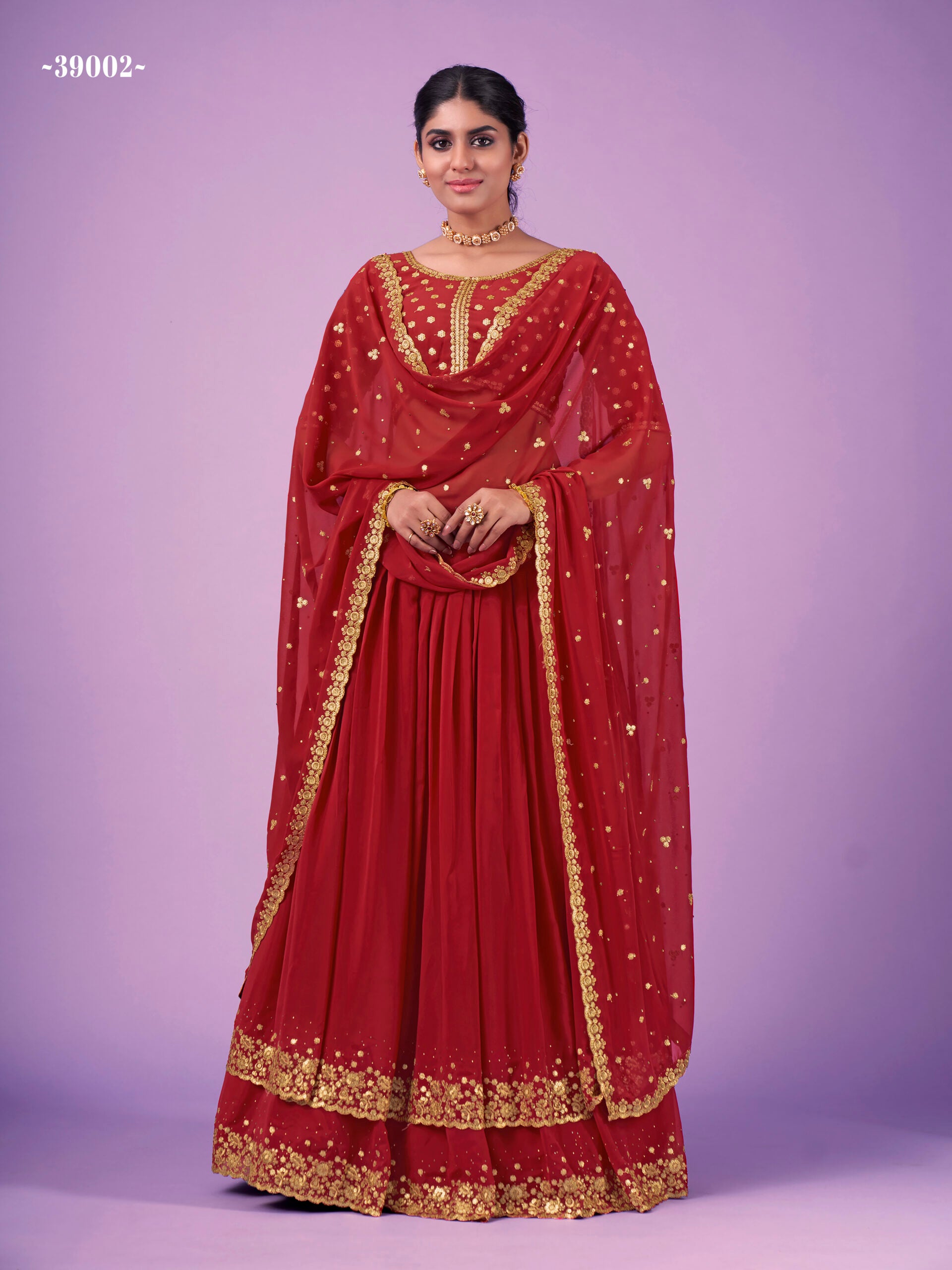 Gleaming Georgette Mukaish Work Lehenga Set