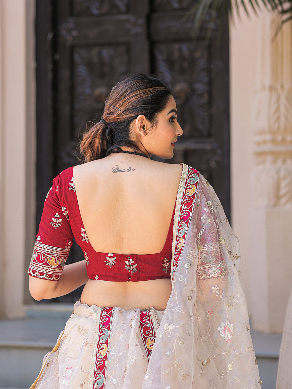 Ivory Whisper Exquisite Thread Embroidered Organza Lehenga Choli