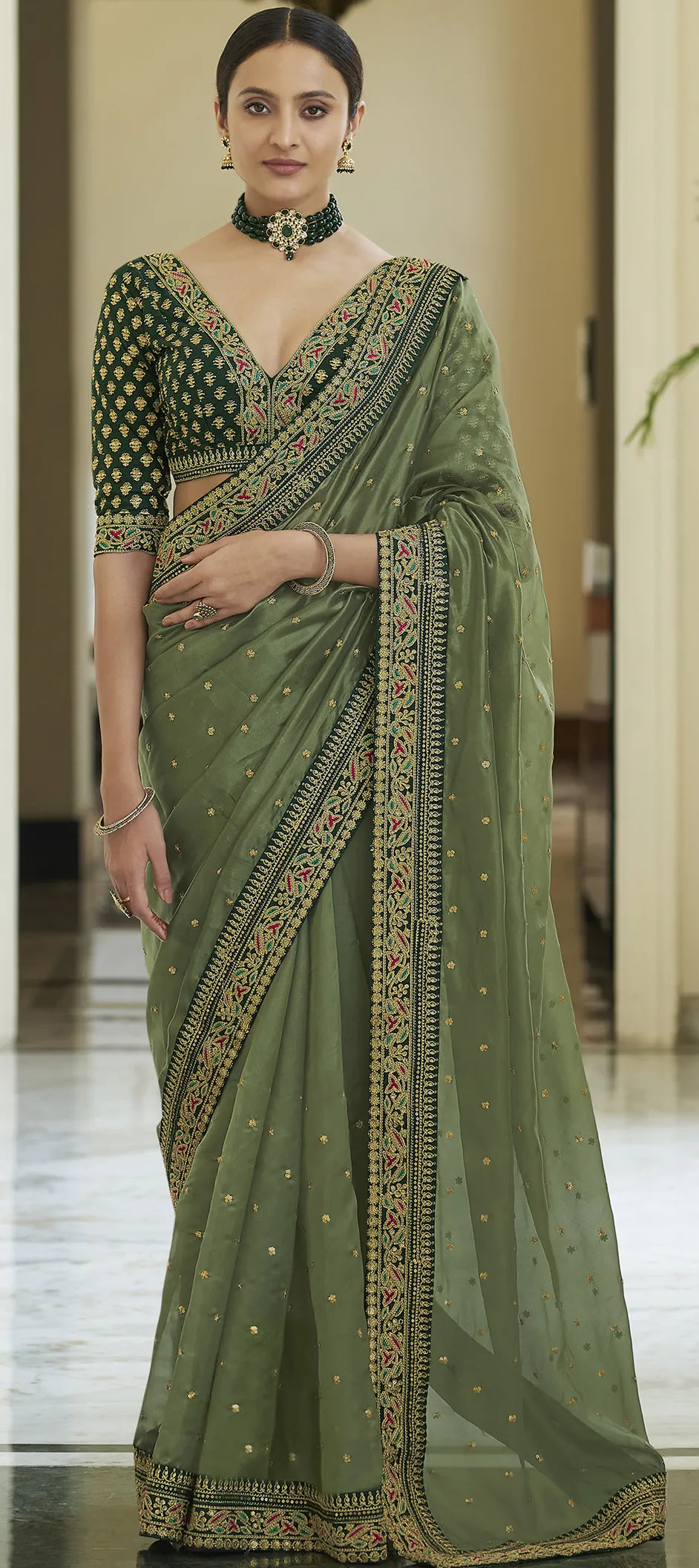 Enchanted Emerald Elegance Saree