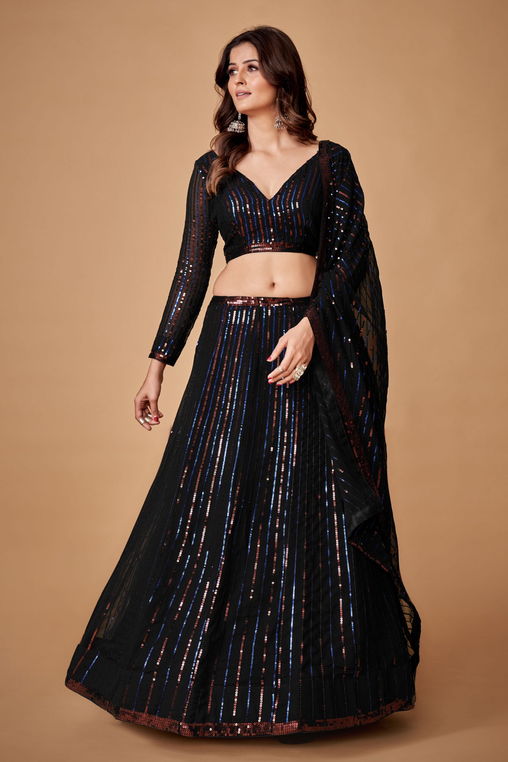 Black Georgette Wedding Sonata Lehenga Choli