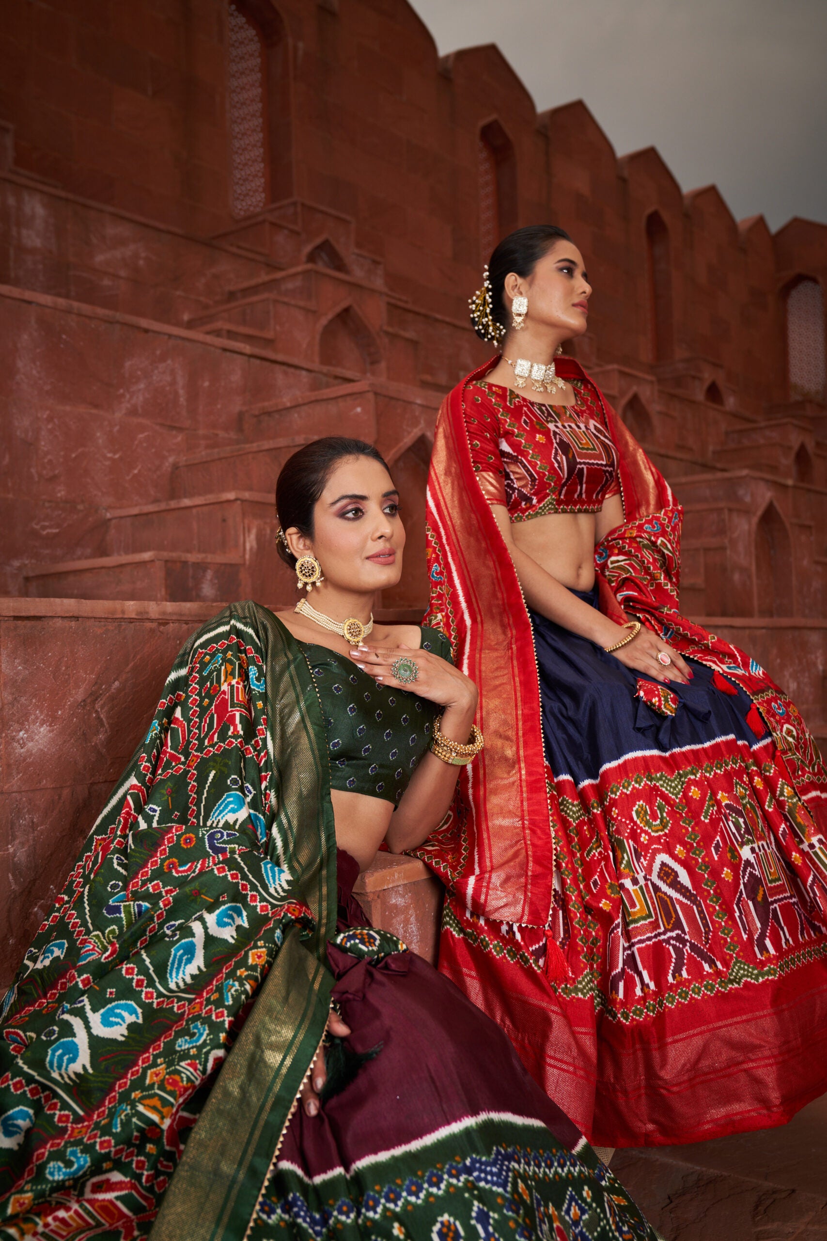 Nilaabha Navy Charisma Dola Silk Patola Print Lehenga Choli in Captivating Navy Blue