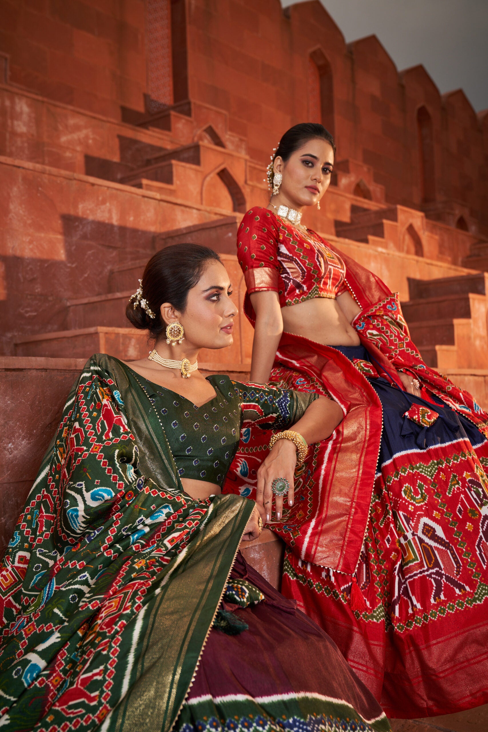 Prakriti Varsha Rustic Brown Patola Splendor Dola Silk Patola Print Lehenga Choli