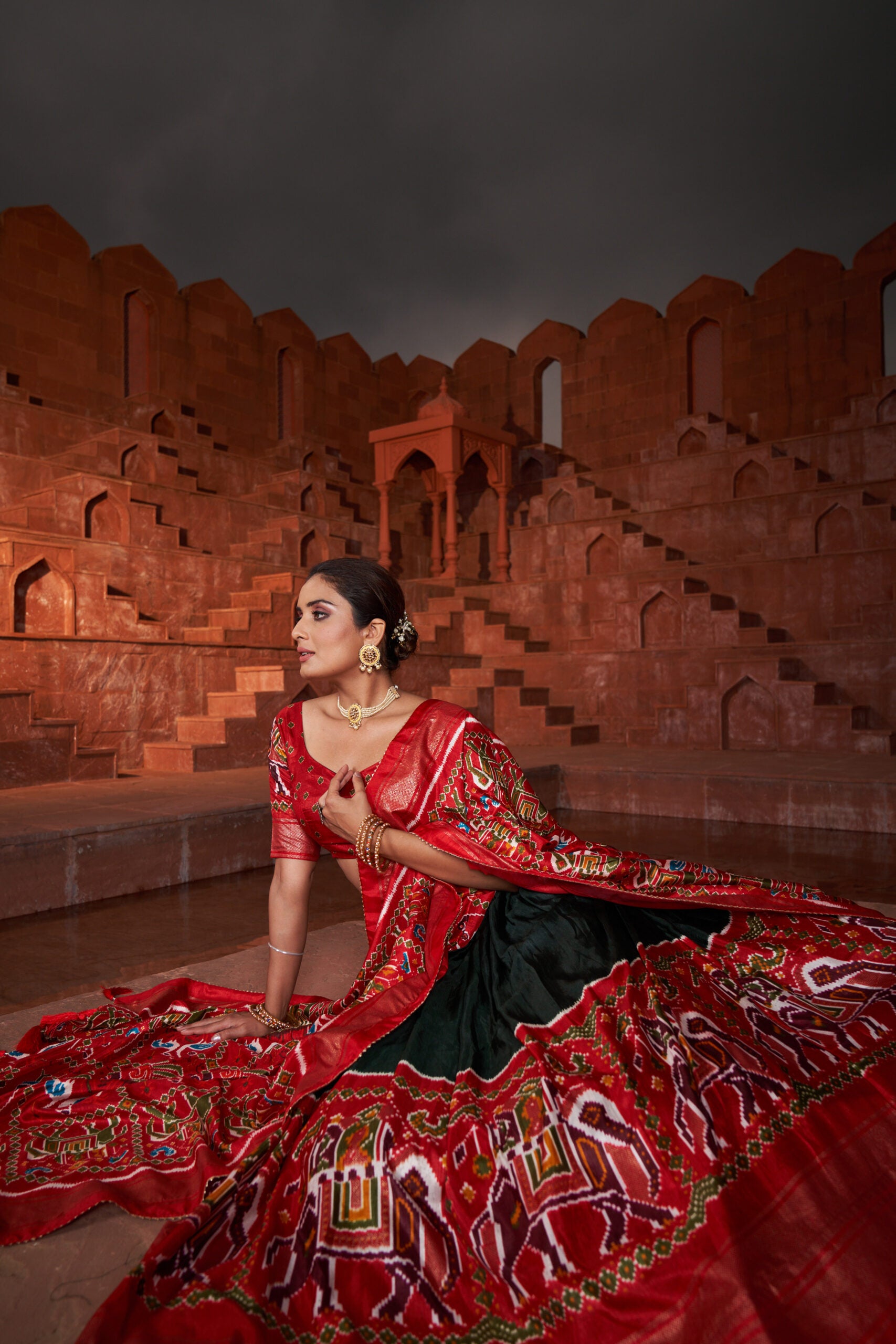 Rang Tarang: Graceful Green Patola Print Ensemble in Dola Silk