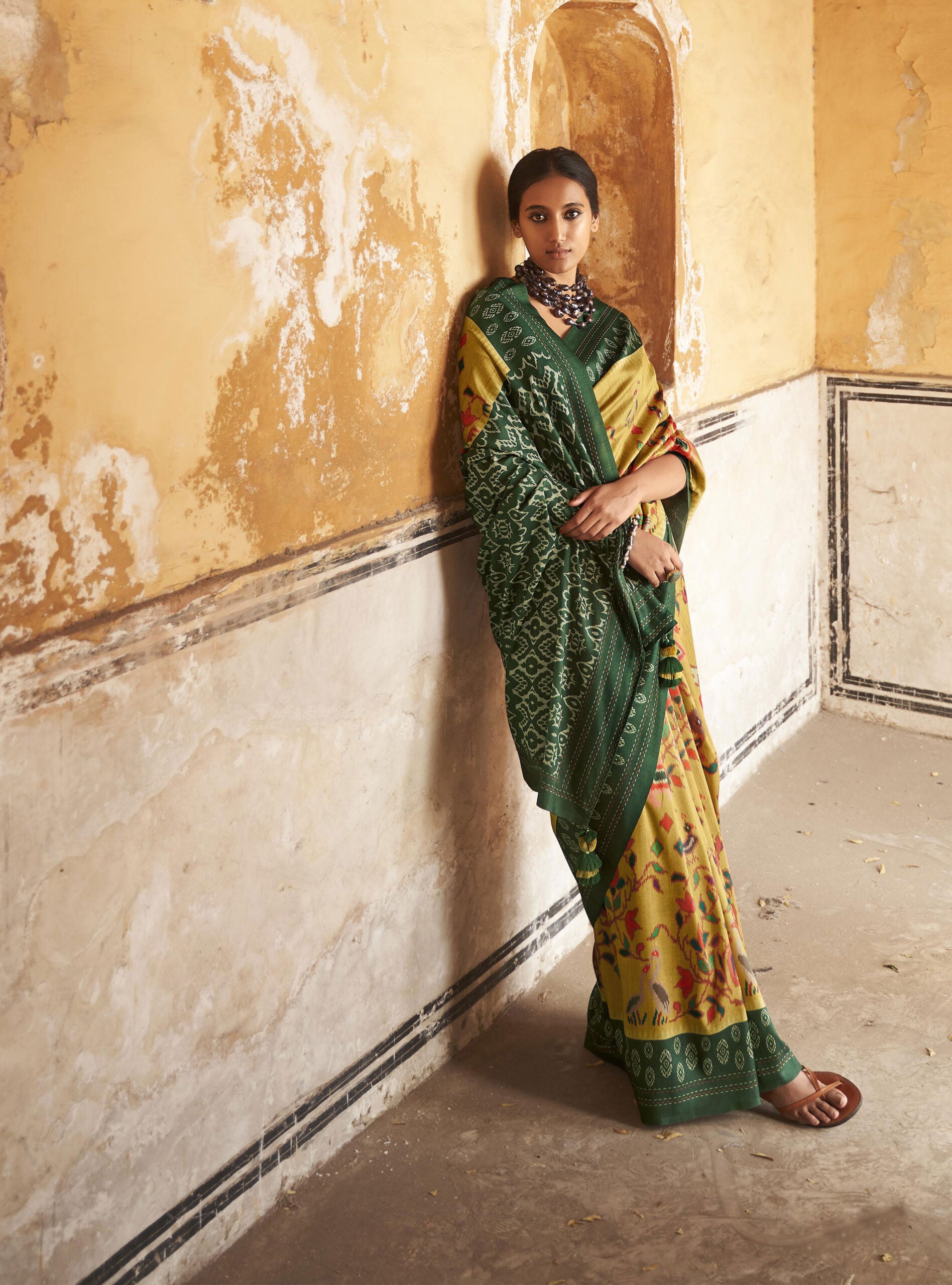 Sonar Pata Ikkat Zari Saree