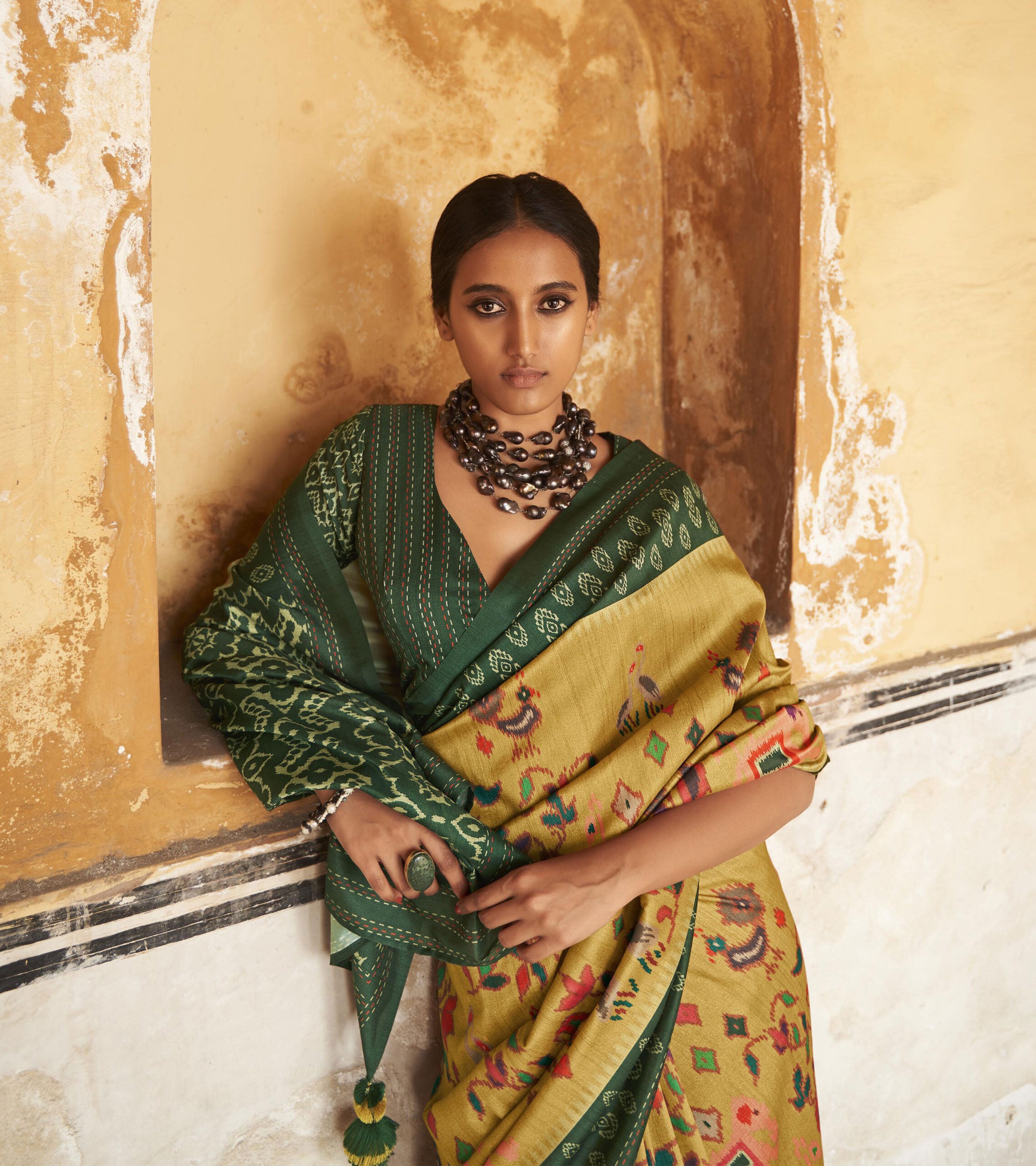 Sonar Pata Ikkat Zari Saree