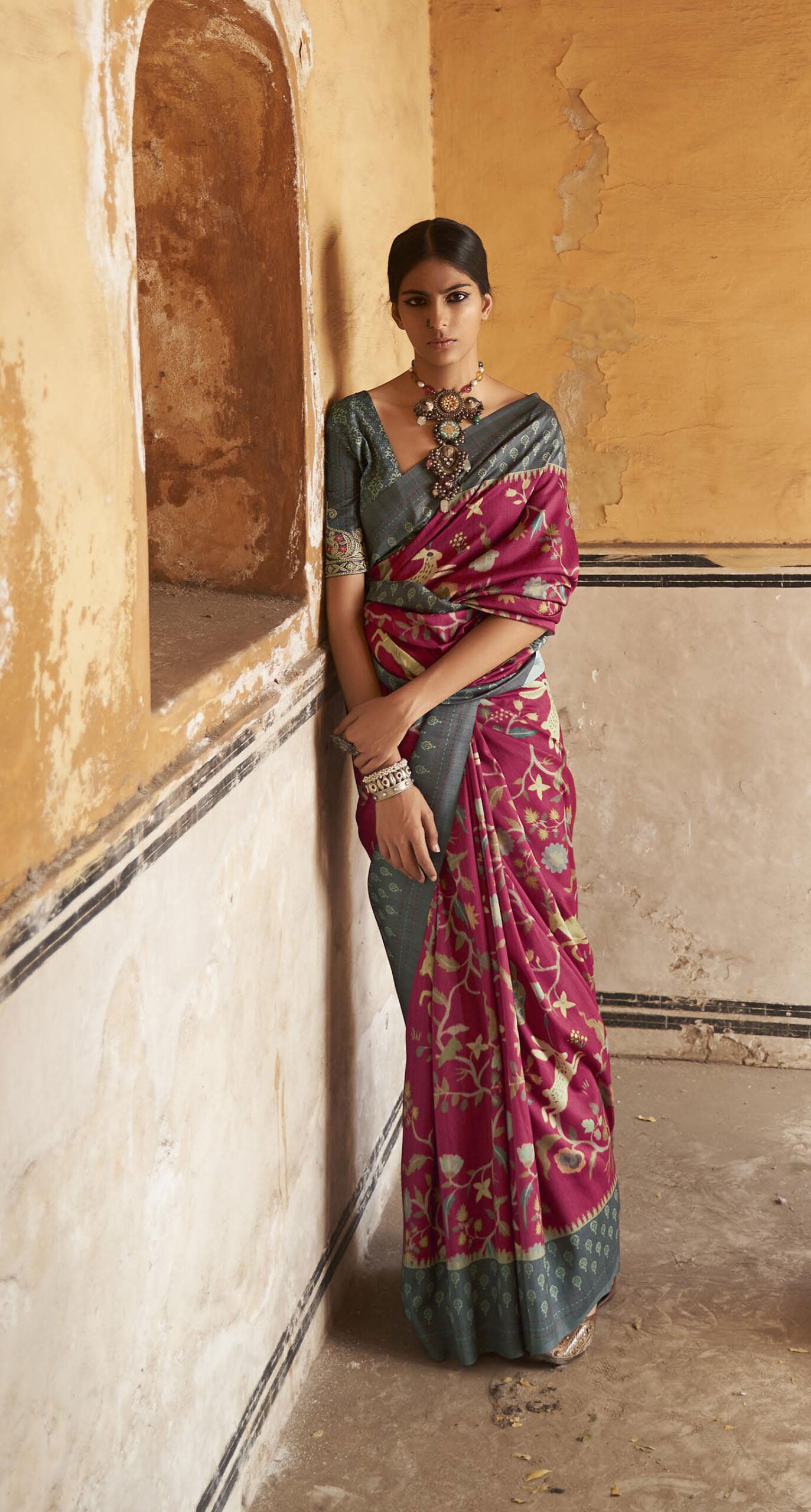Sangeeta Silken Pink Zari Saree