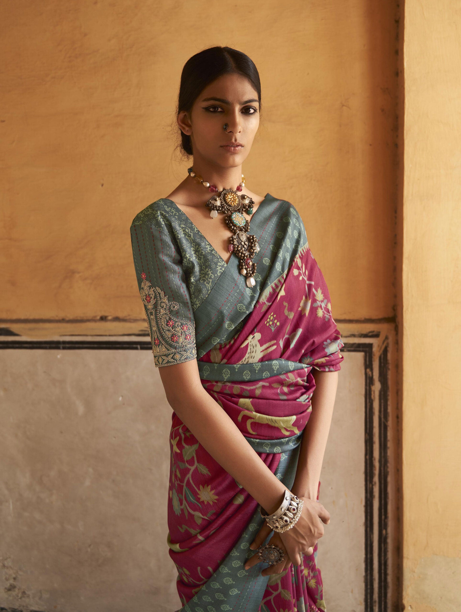 Sangeeta Silken Pink Zari Saree