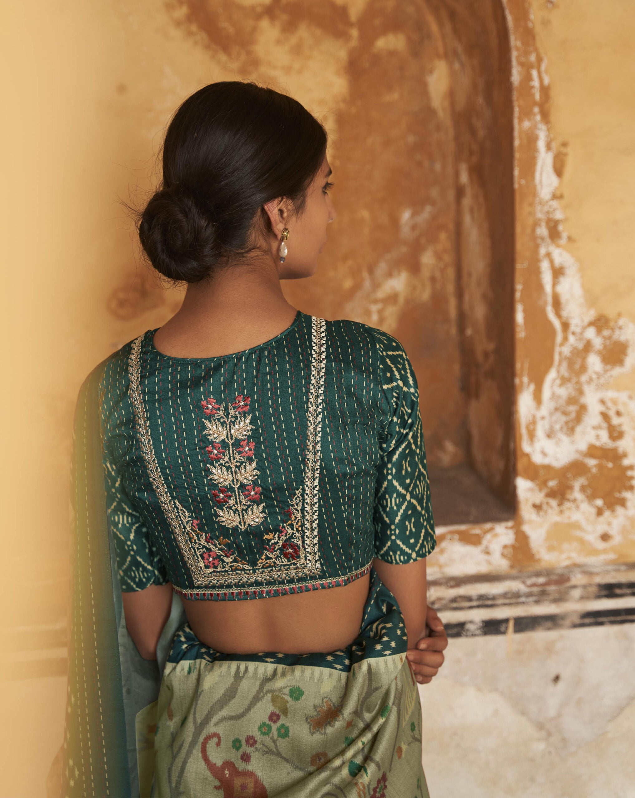 Pistavibhushita Ikkat Zari Heritage Saree