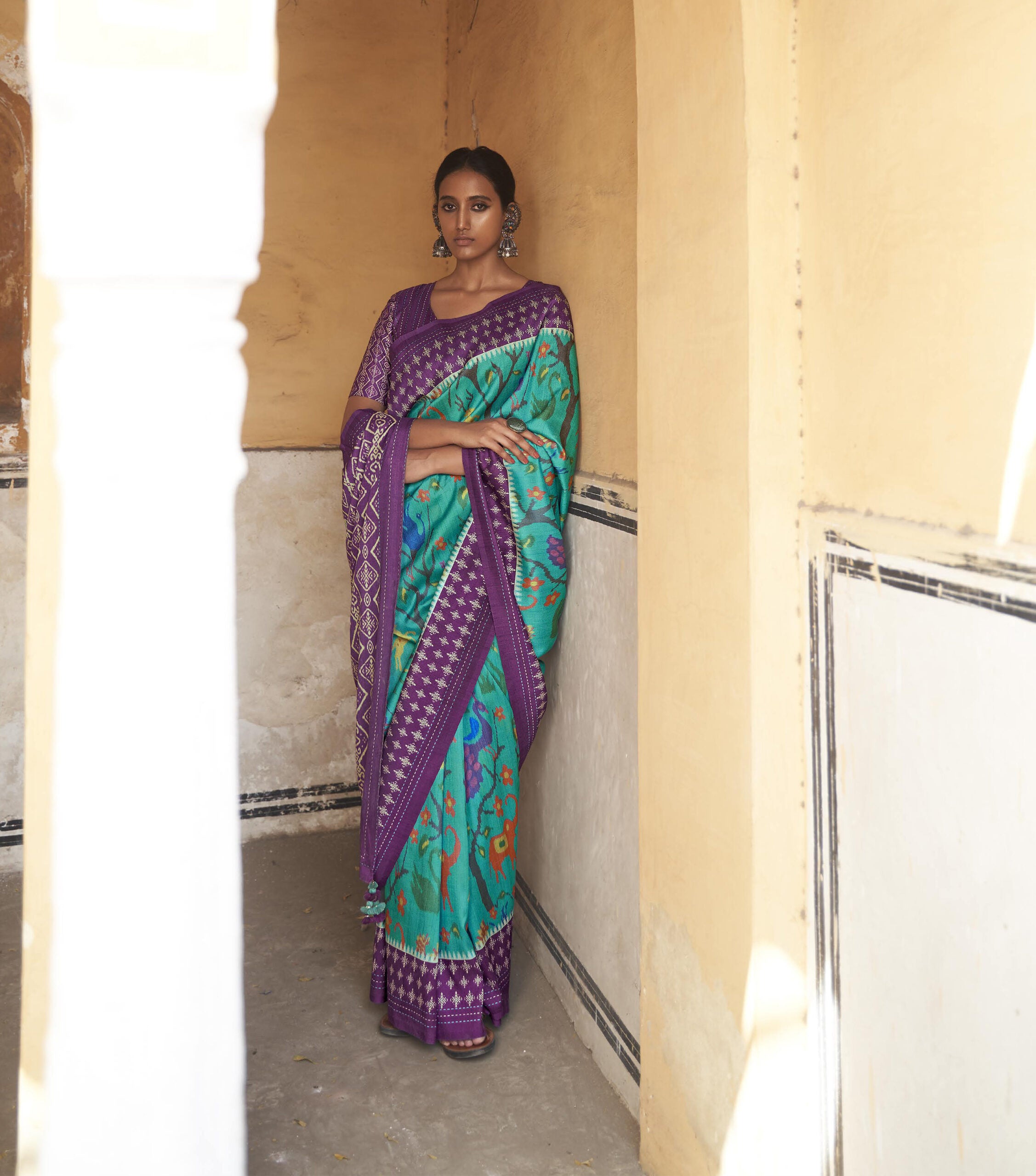 Pallavachhavika Ikkat Resham Saree