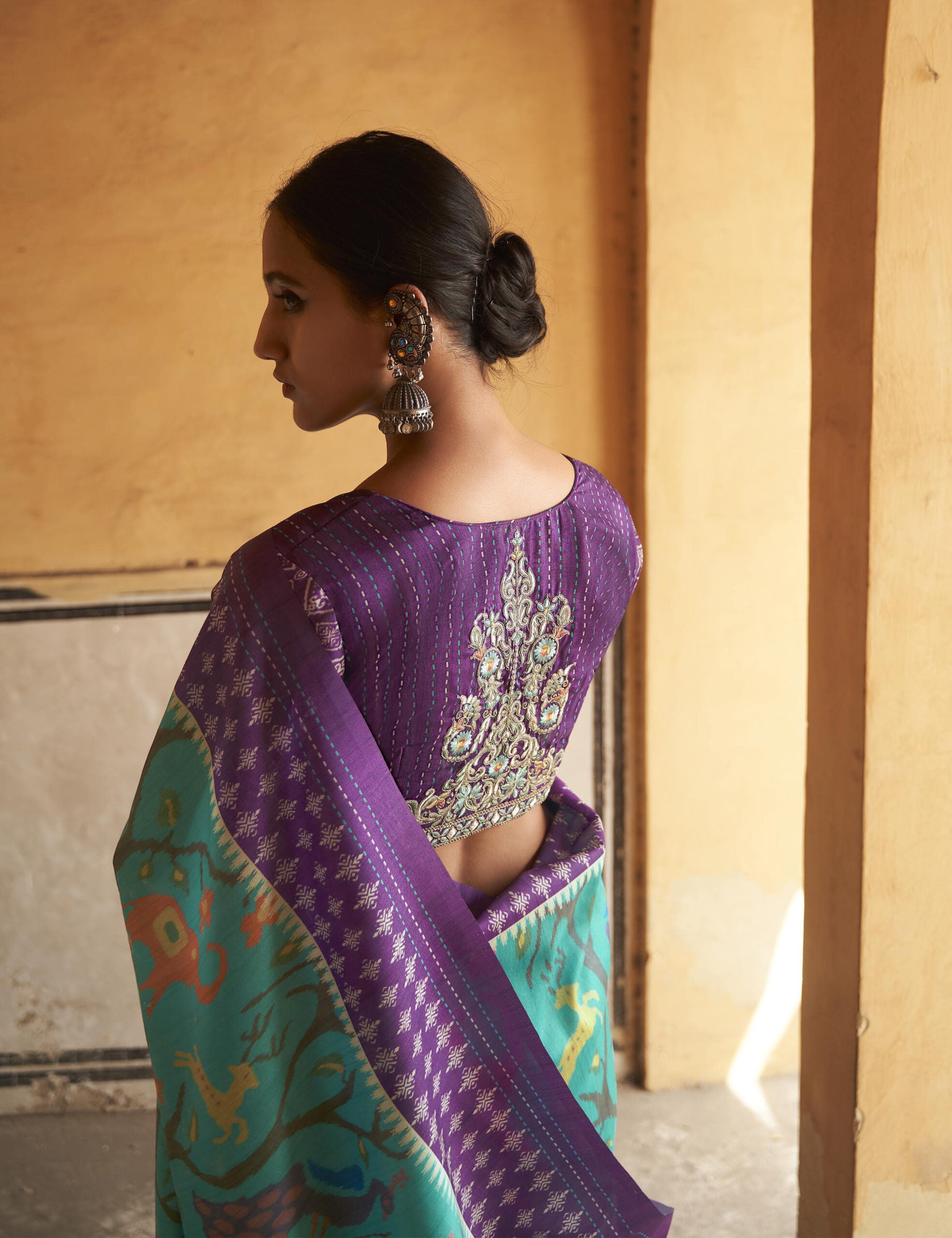 Pallavachhavika Ikkat Resham Saree