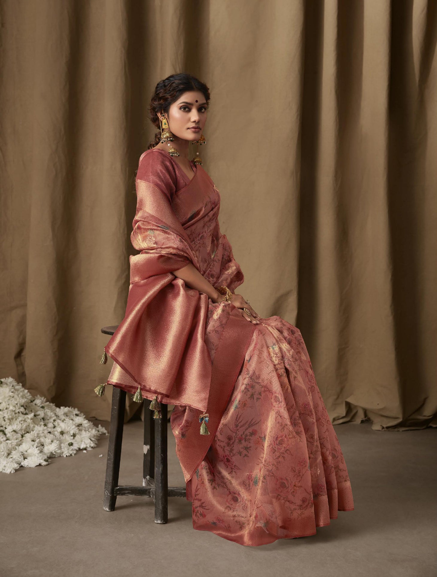 Arunima Pink Jacquard Saree