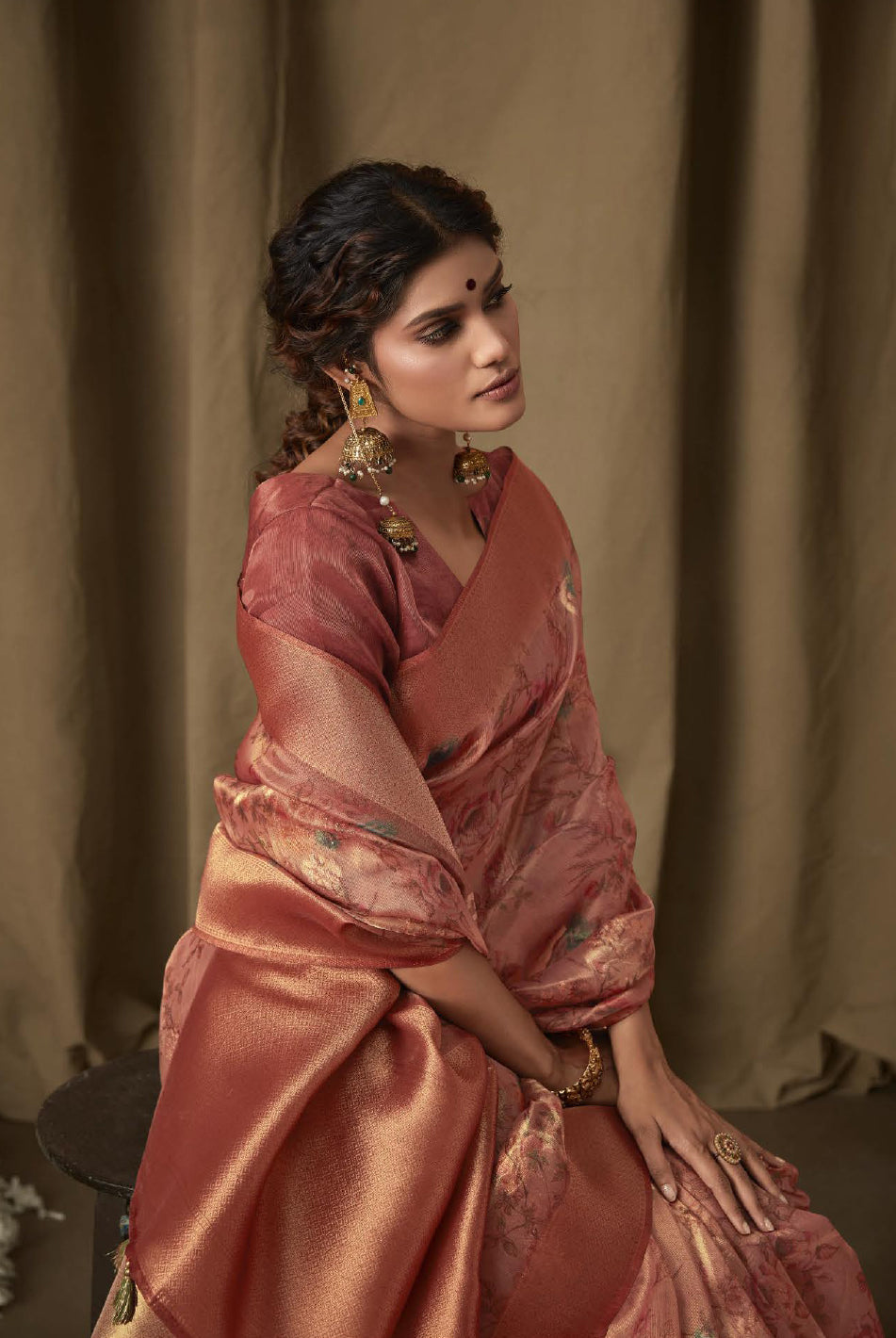 Arunima Pink Jacquard Saree