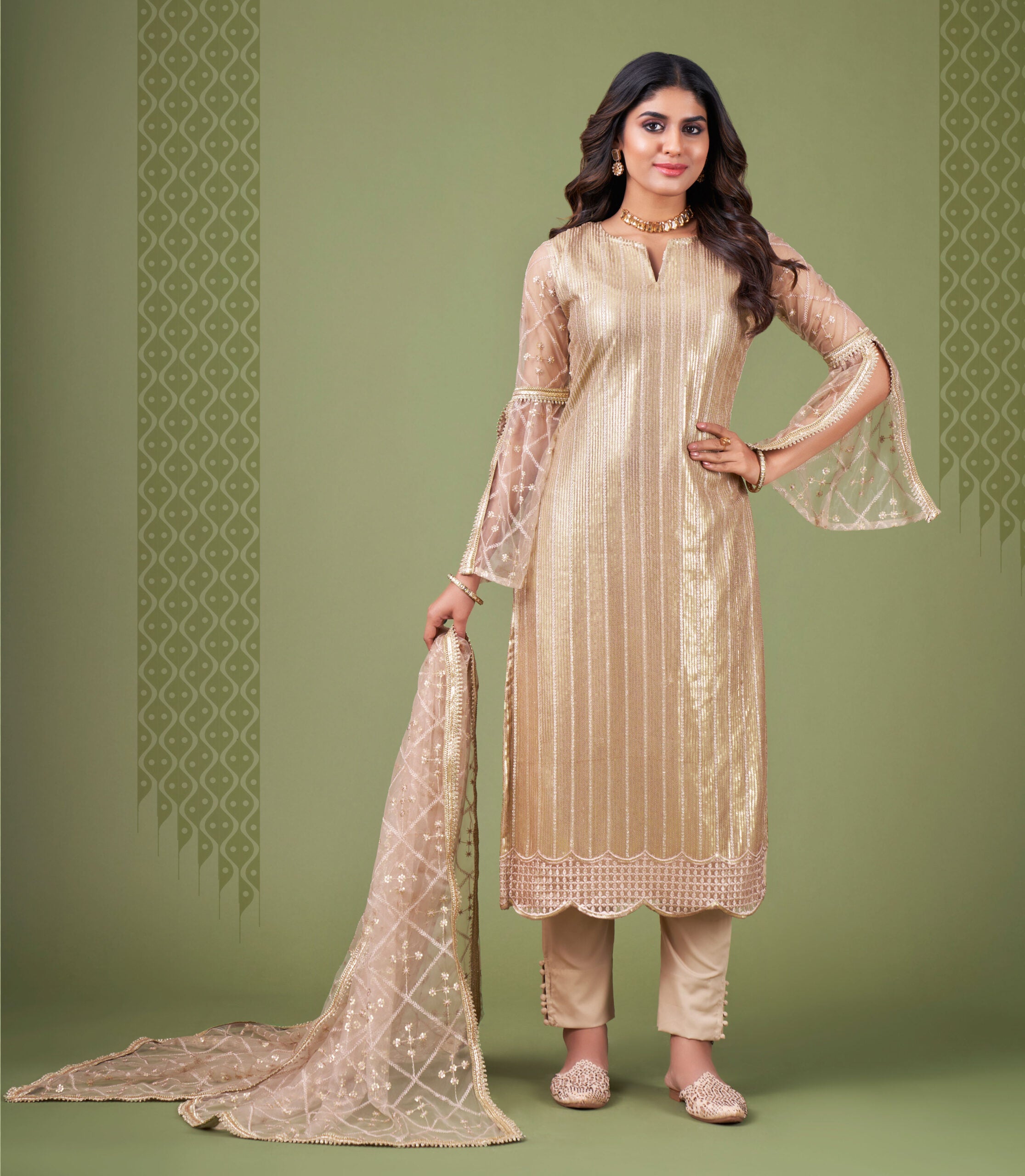 Zehra Beige Butterfly Salwar Kameez
