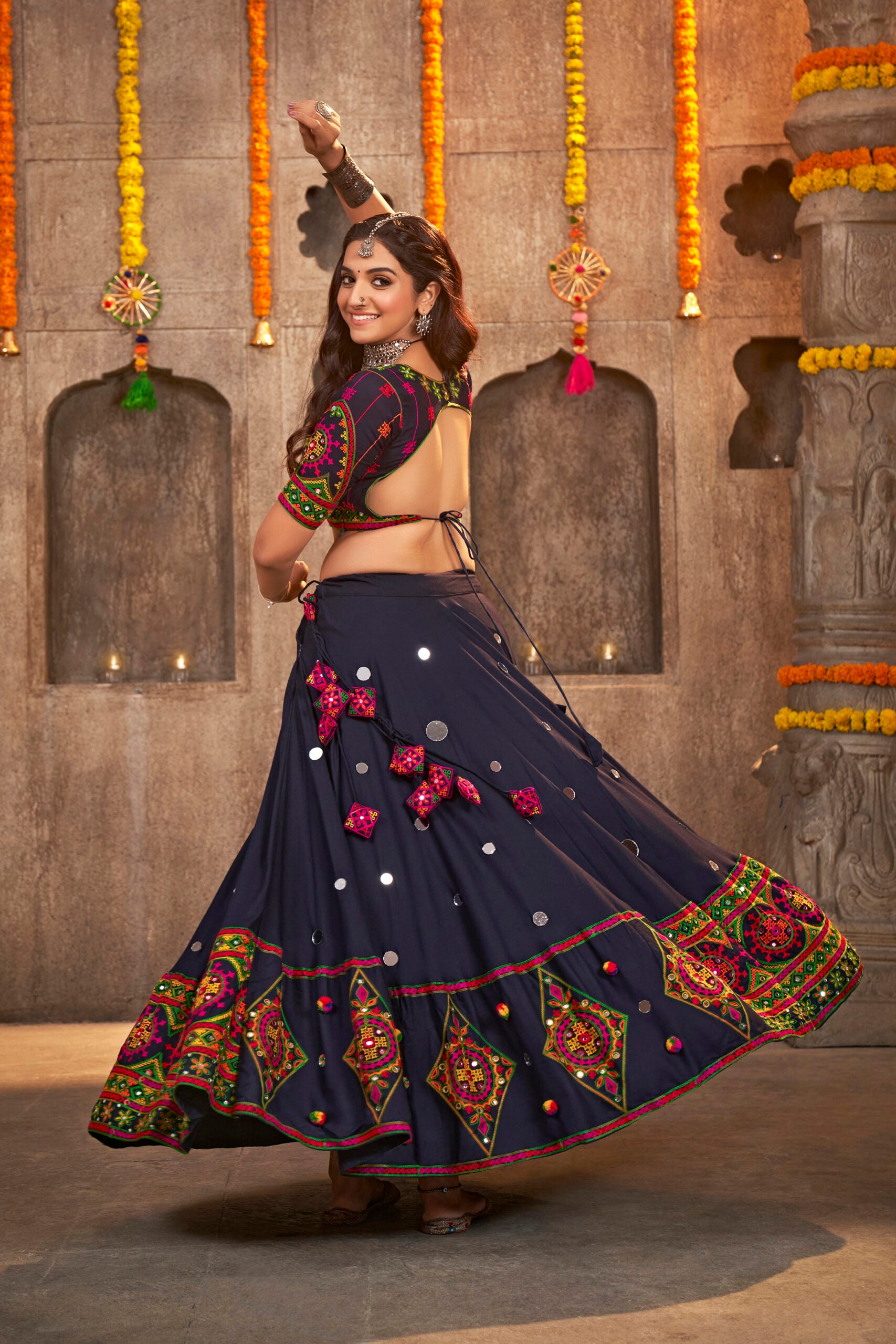Aakash Aabha Mirror Embellished Lehenga Choli