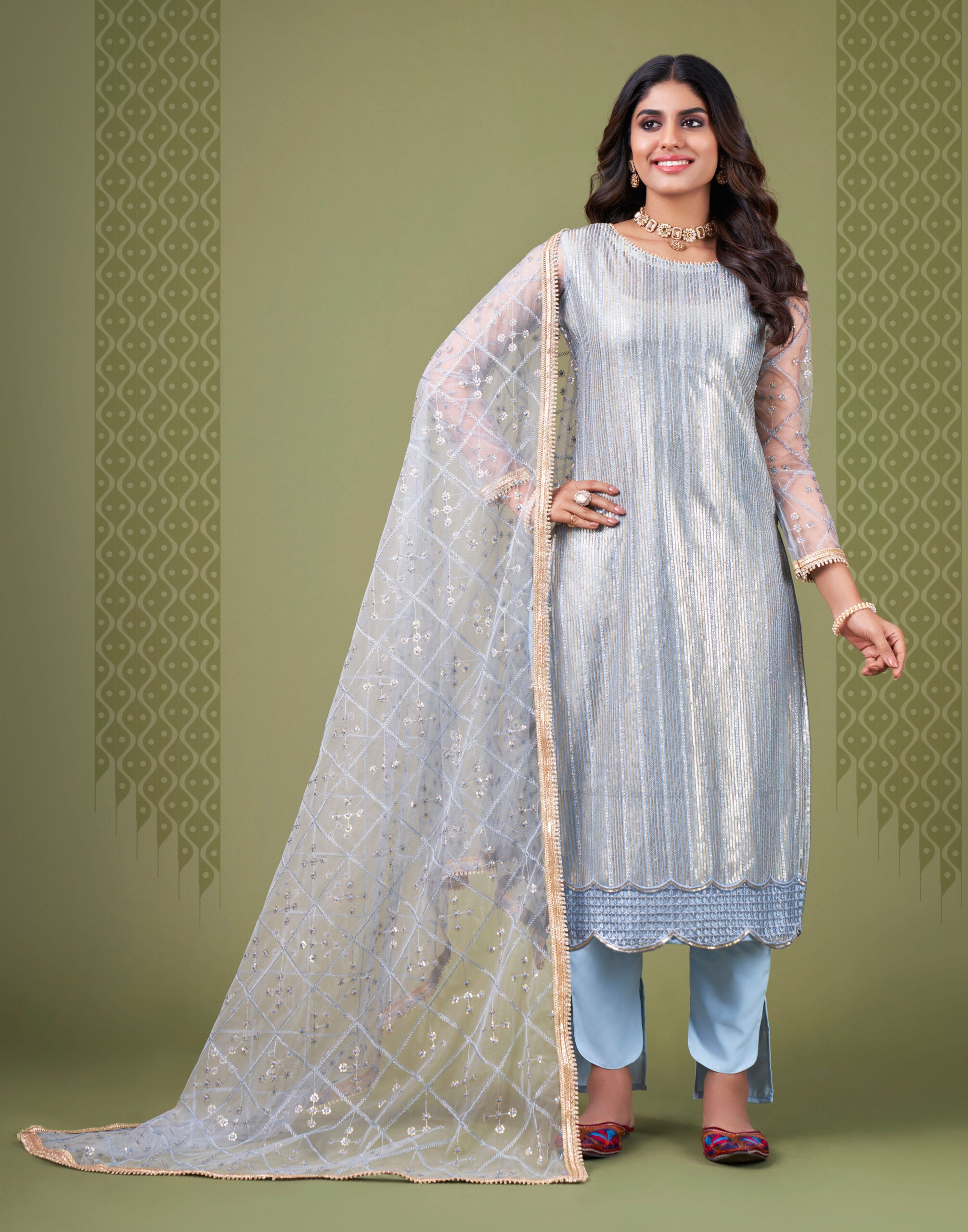 Zehra Sky Blue Butterfly Salwar Kameez