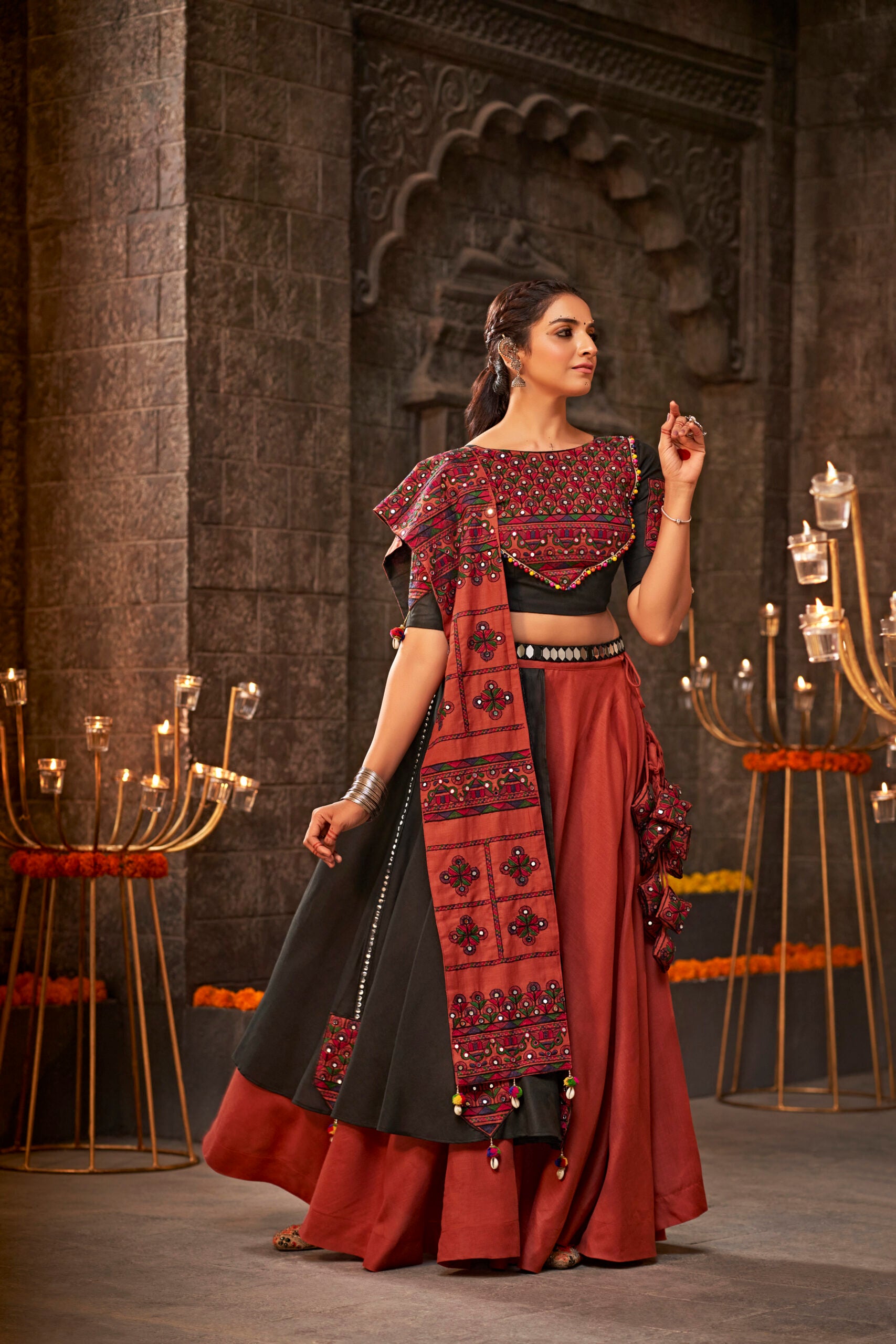 Kesariya Keshi Threaded Delight Lehenga Choli