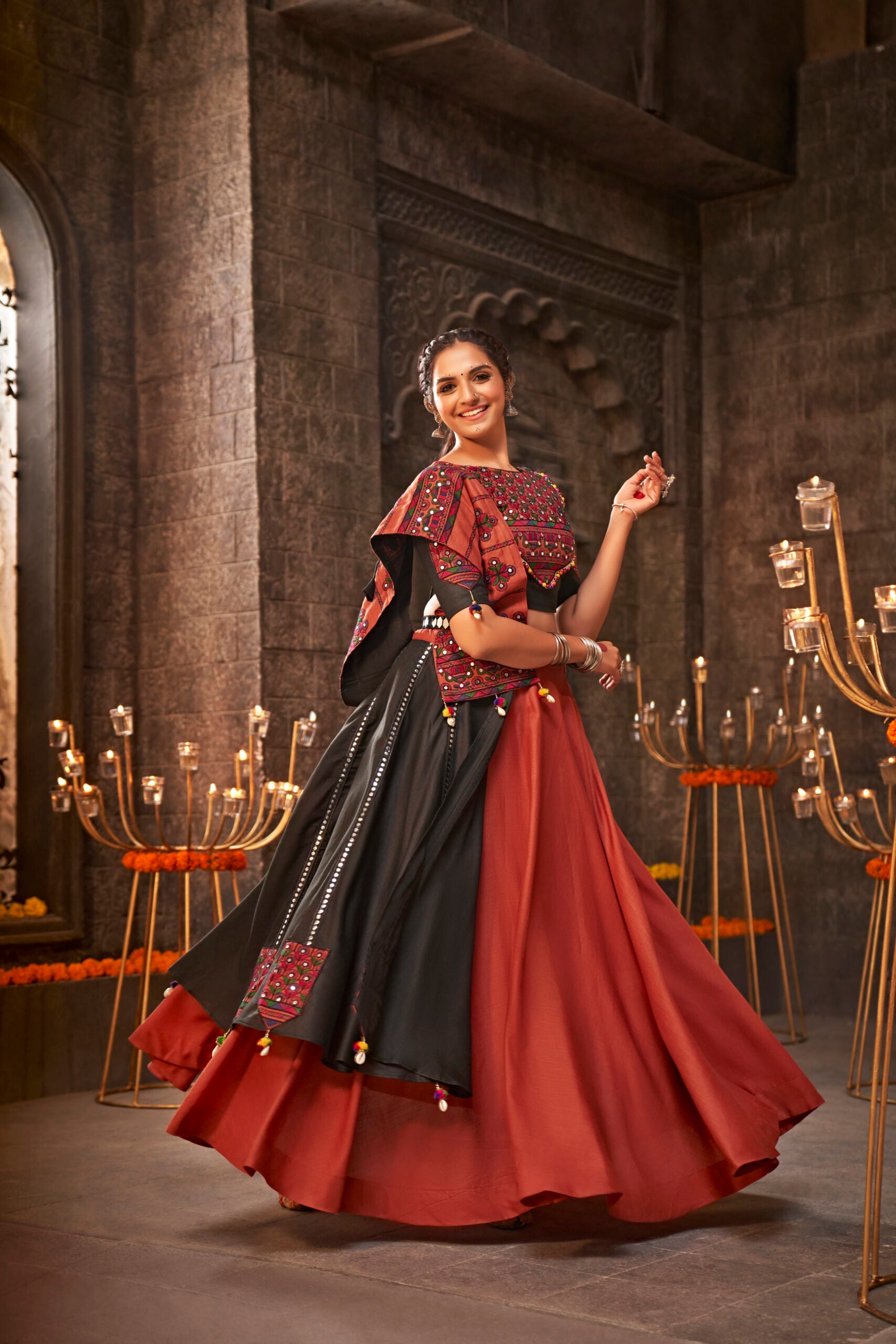 Kesariya Keshi Threaded Delight Lehenga Choli