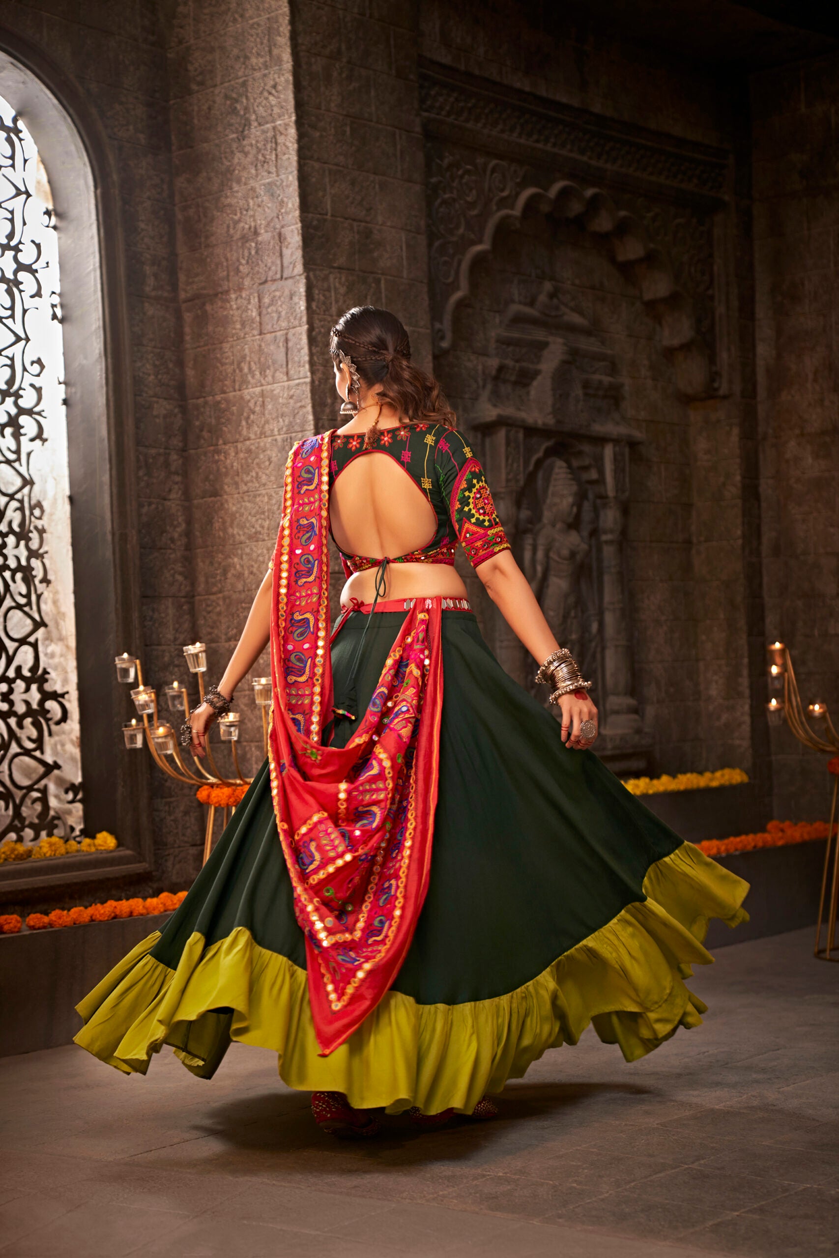 Shantiniketan Samarpan Rayon Trellis Lehenga Choli