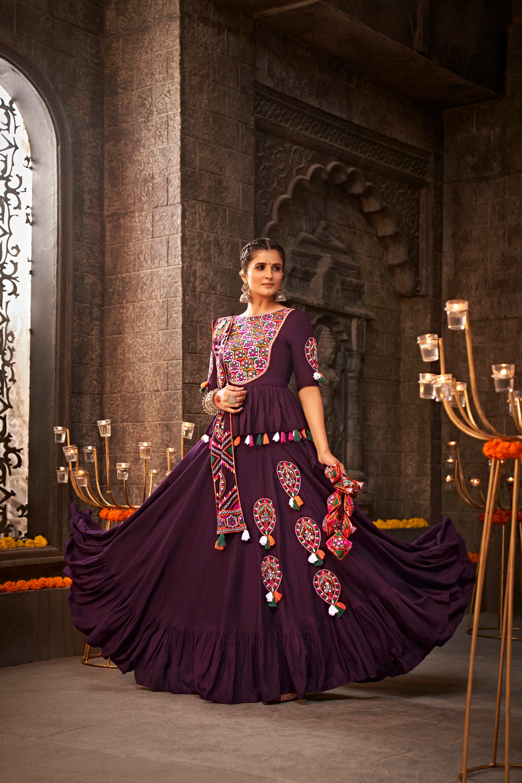 Samudra Samarpan Rayon Trellis Lehenga Choli