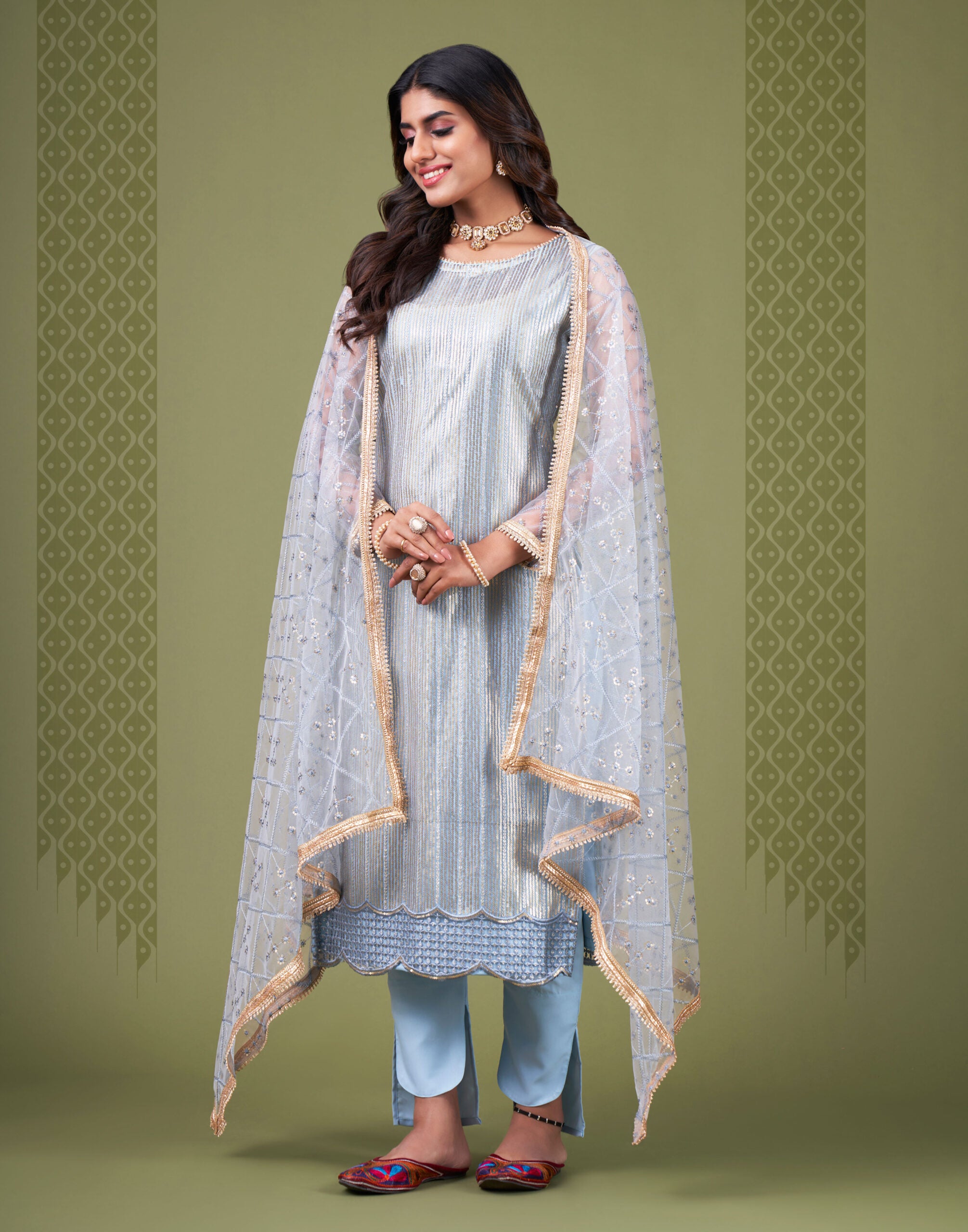 Zehra Sky Blue Butterfly Salwar Kameez