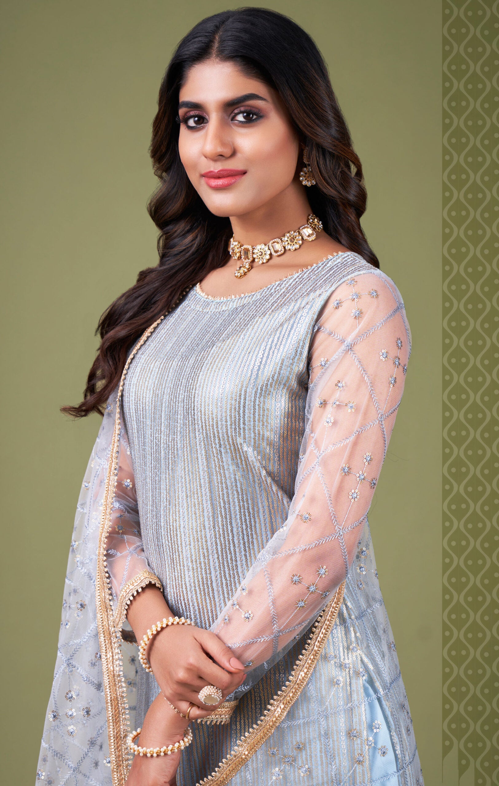 Zehra Sky Blue Butterfly Salwar Kameez