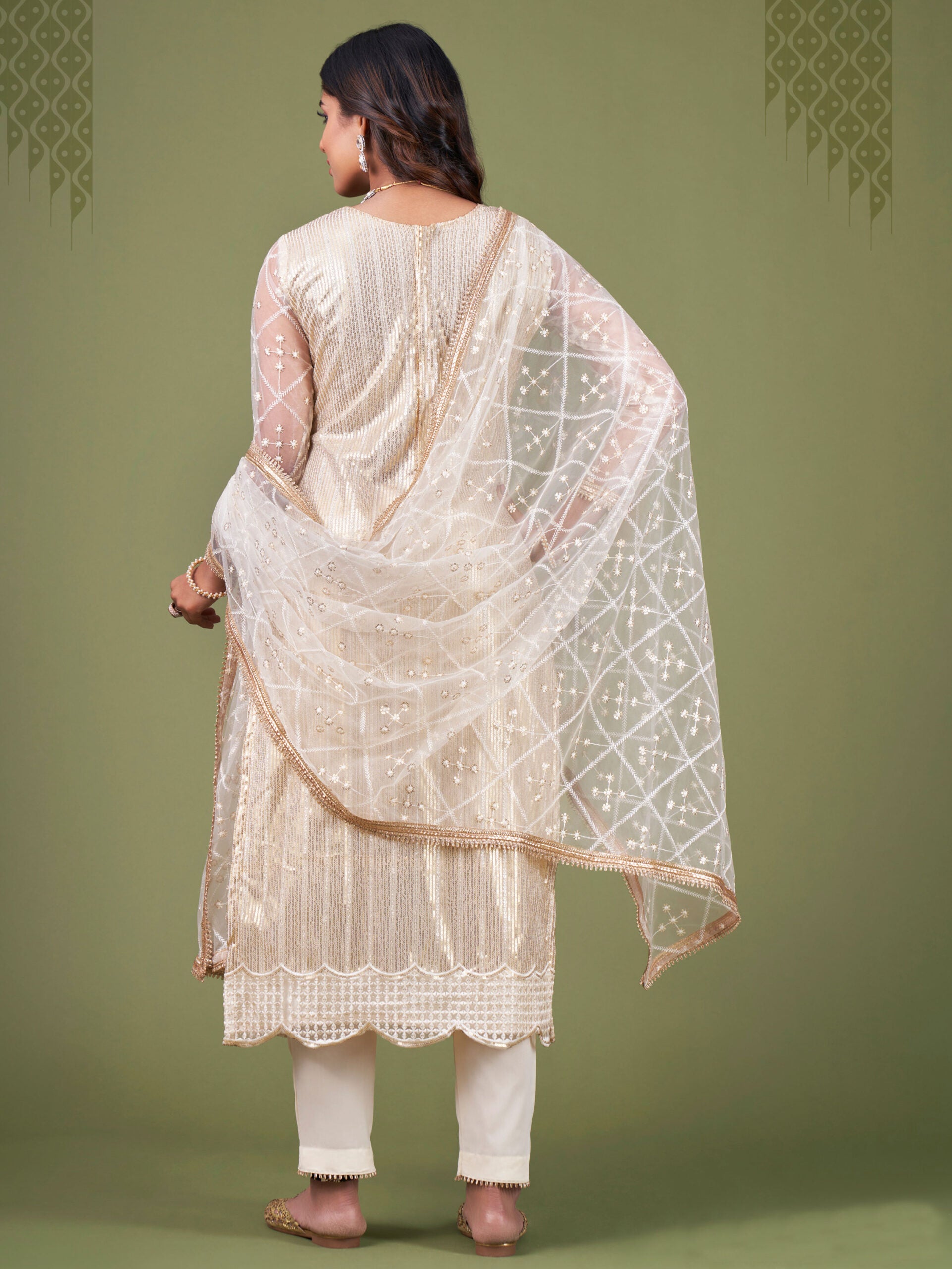 Zehra Natural White Butterfly Salwar Kameez