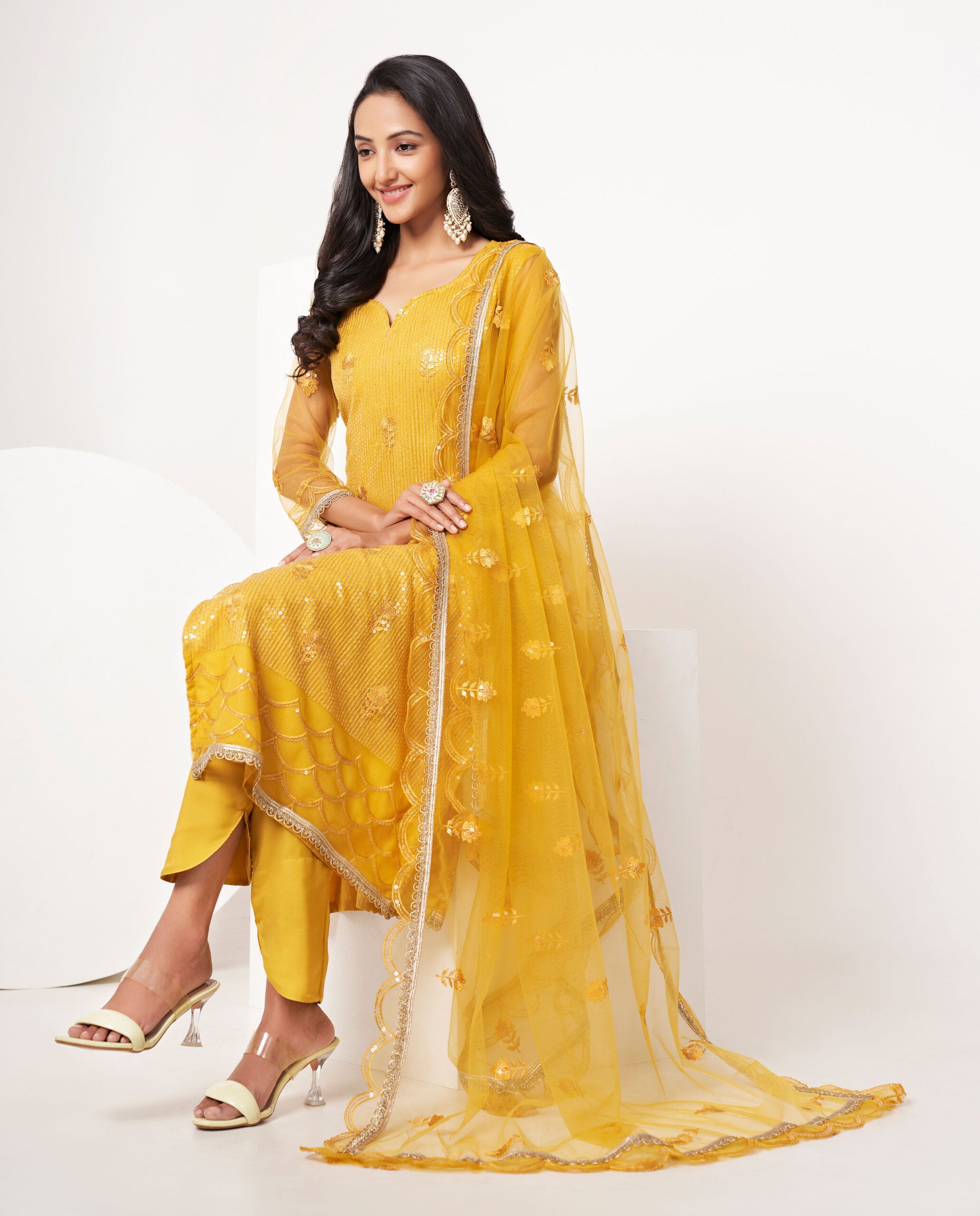 Amraya Yellow Butterfly Salwar Kameez