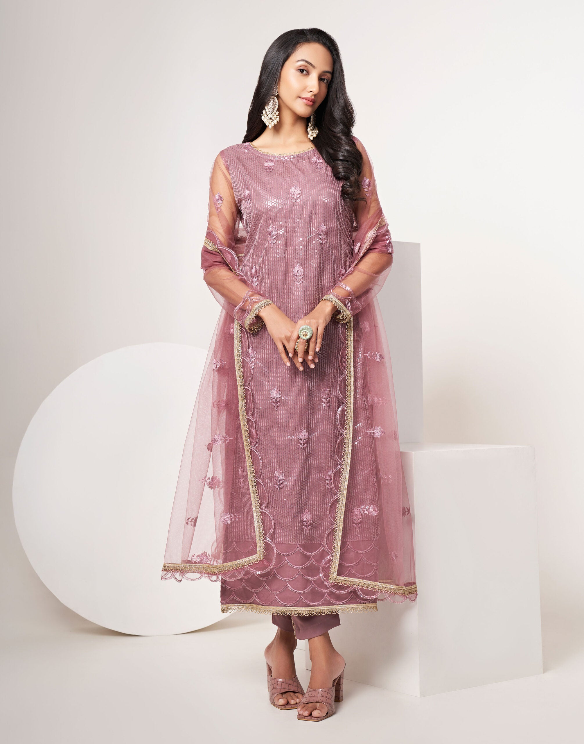 Amraya Onion Pink Butterfly Salwar Kameez