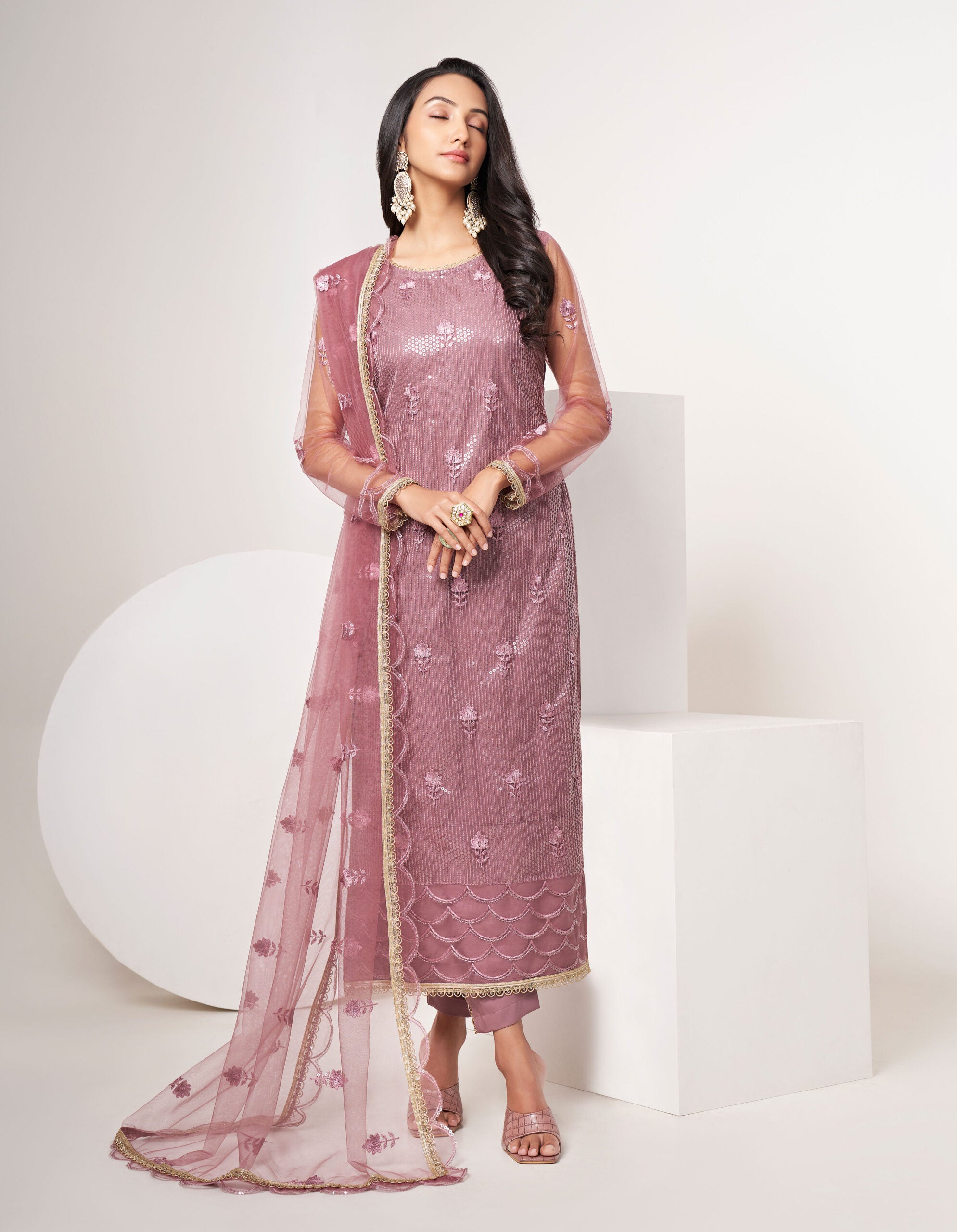 Amraya Onion Pink Butterfly Salwar Kameez