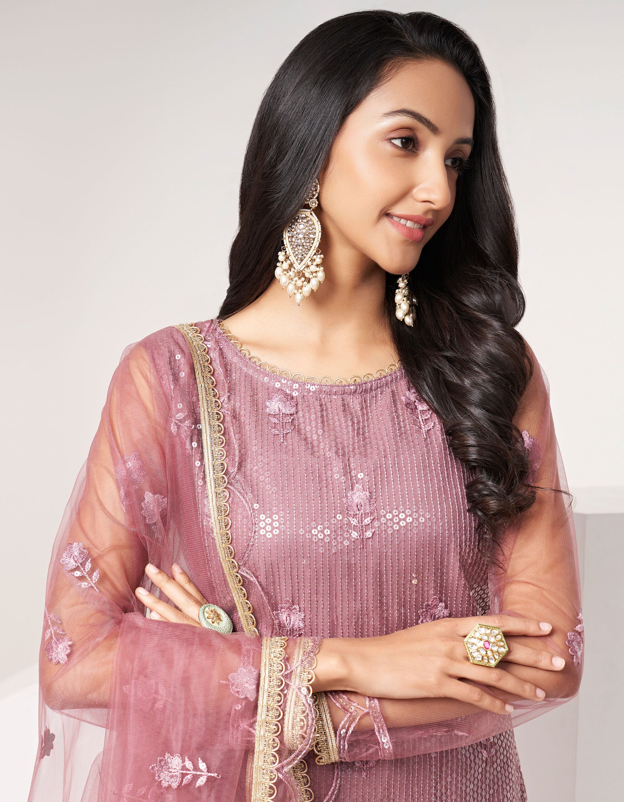 Amraya Onion Pink Butterfly Salwar Kameez
