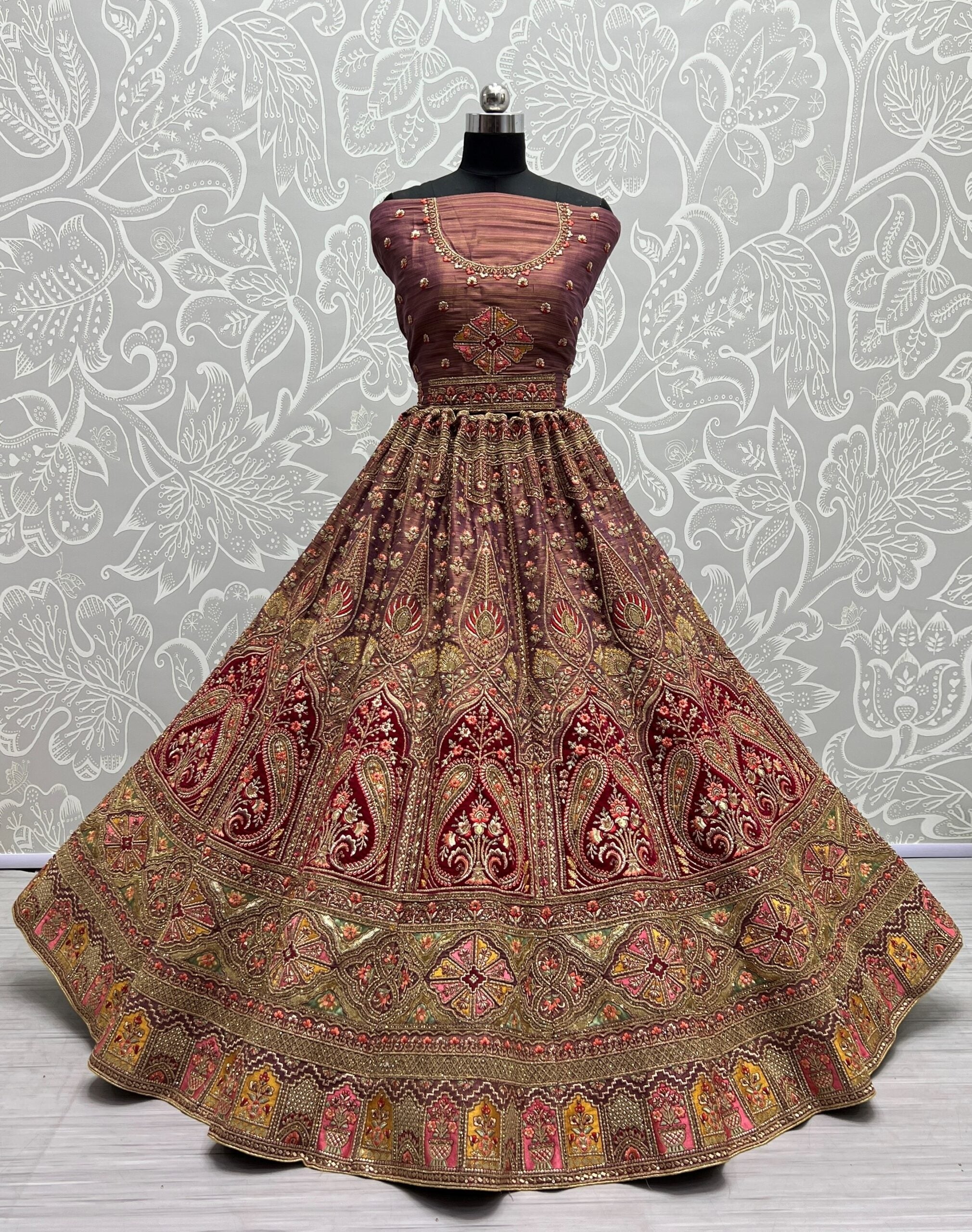 Threaded Treasures Multi Thread and Dori Embroidery Bridal Lehenga Choli