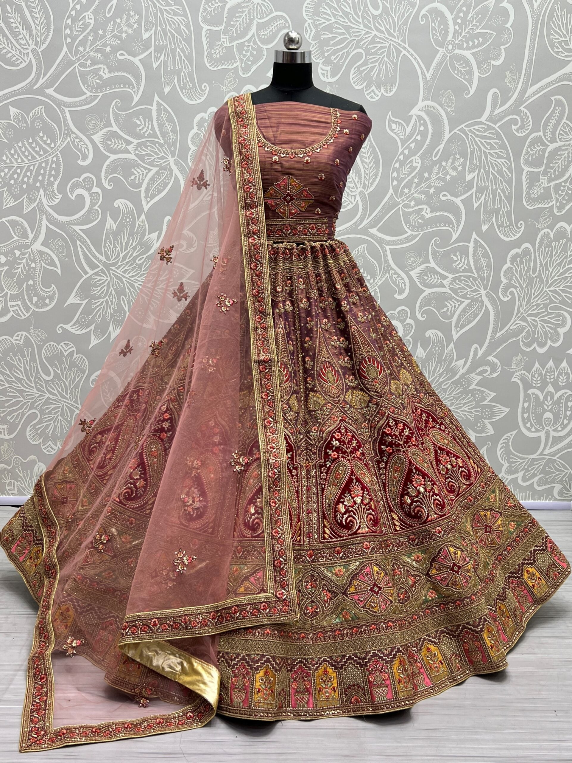 Threaded Treasures Multi Thread and Dori Embroidery Bridal Lehenga Choli