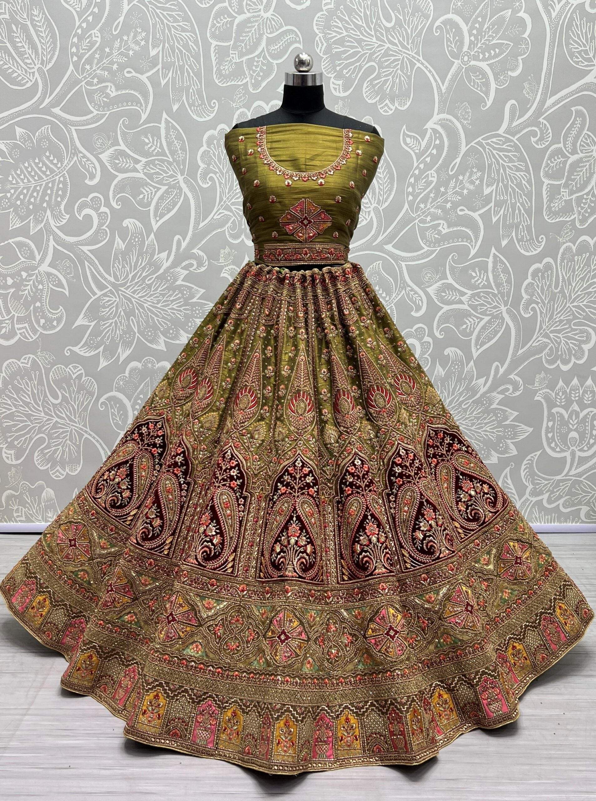 Diamond Delight Sequence and Dori Embroidery Bridal Lehenga Choli