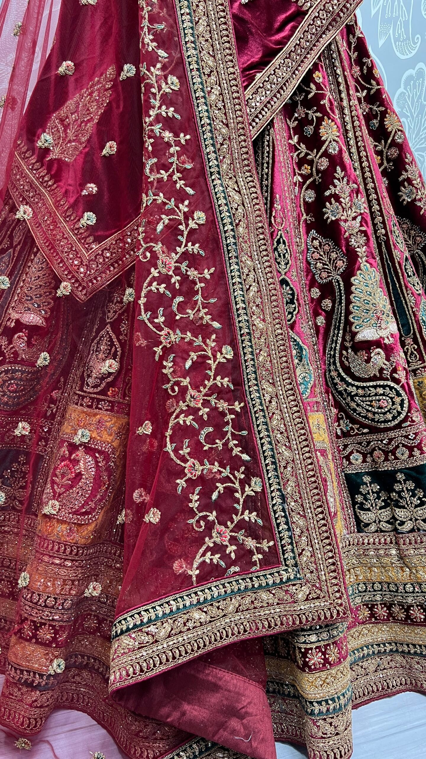 Statement Making Elegance Heavyweight Bridal Velvet Lehenga Choli for Wedding