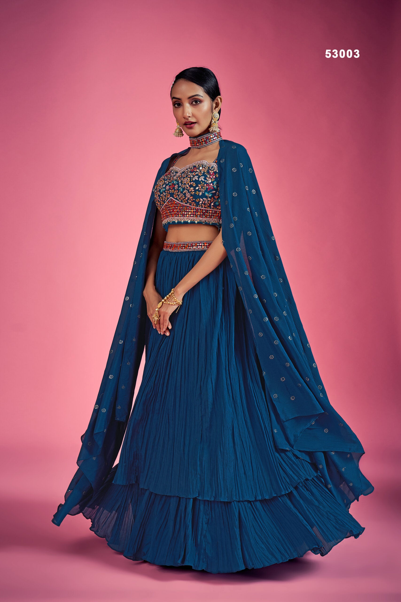 Chinon Blue Bliss Miror And Zardosi Lehengha Choli