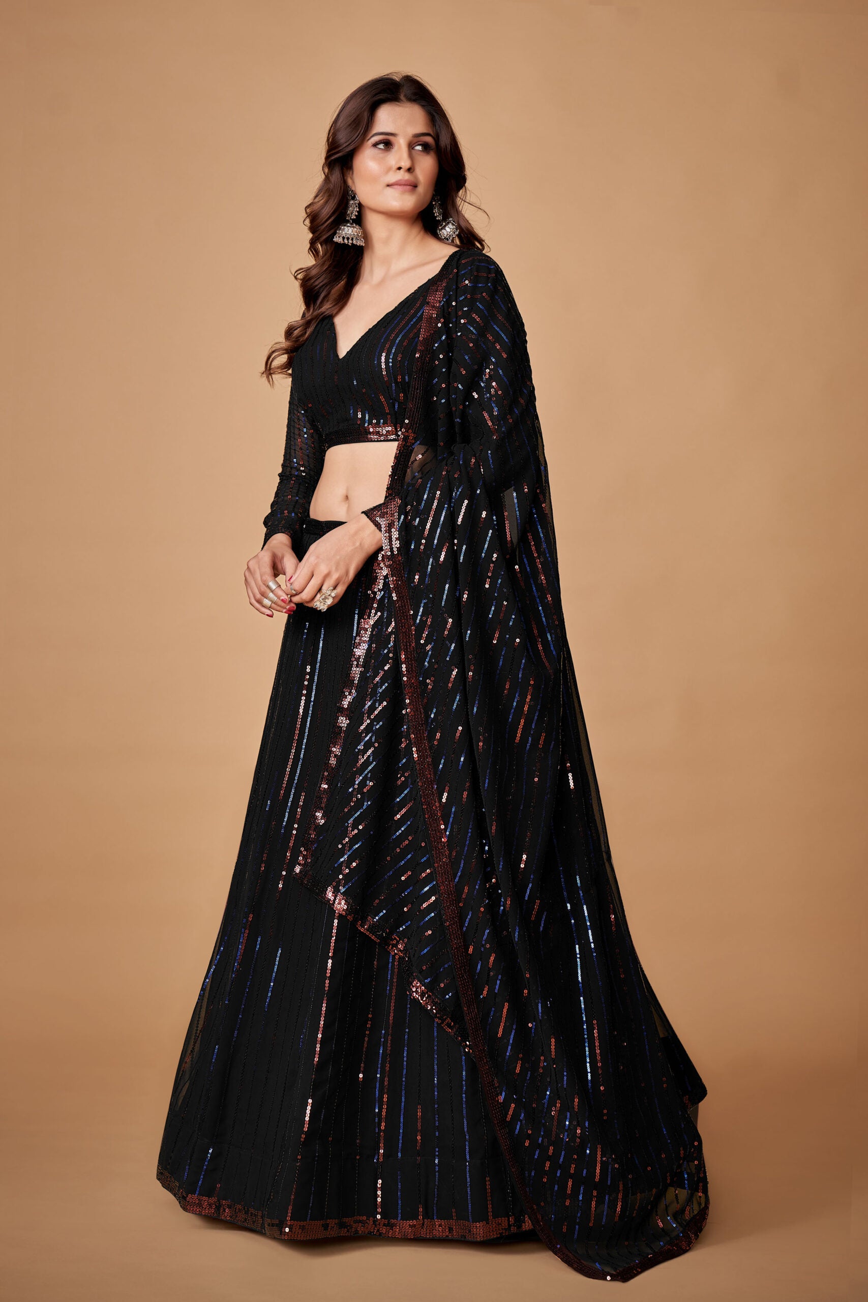 Black Georgette Wedding Sonata Lehenga Choli