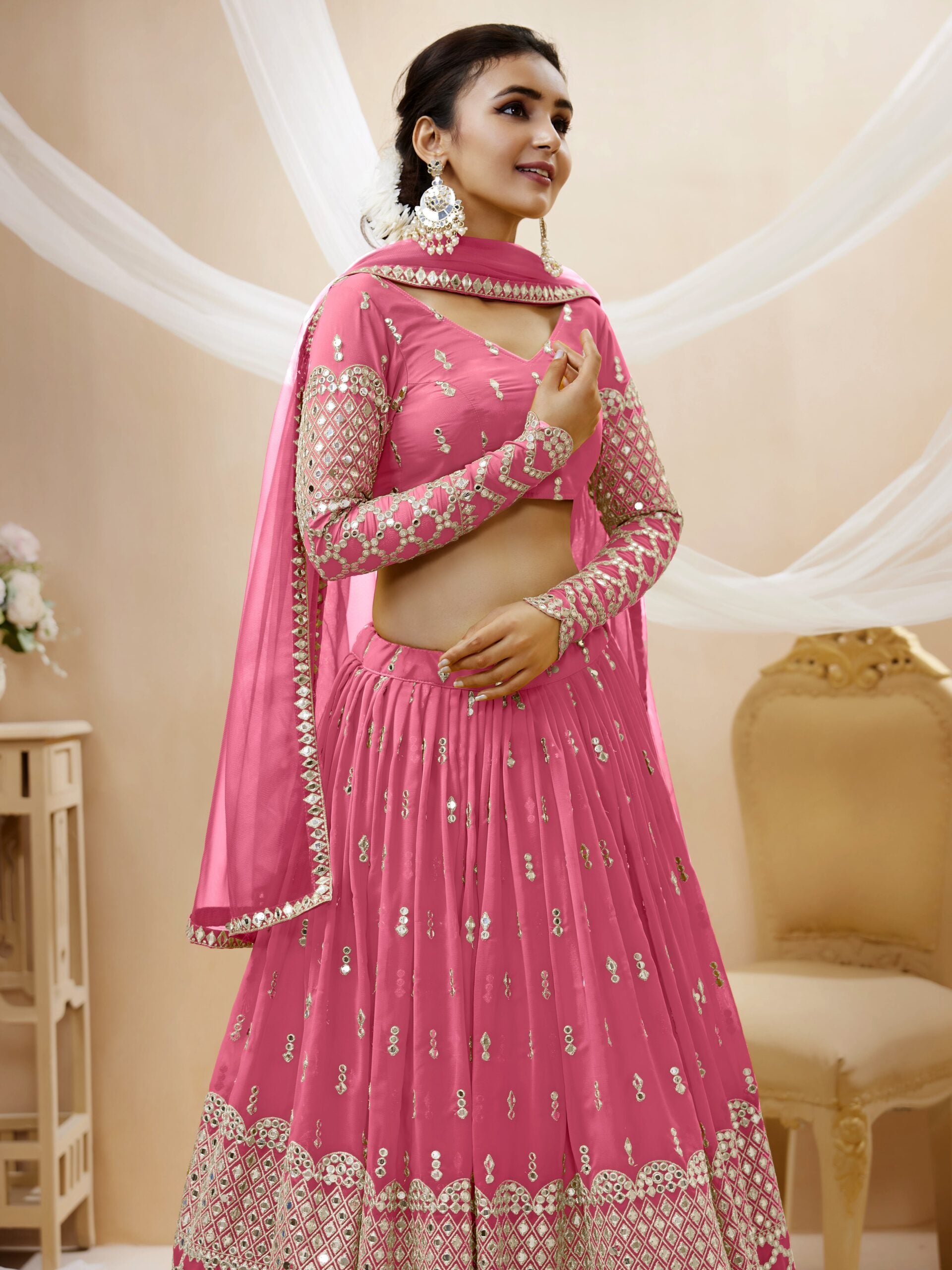 Pink Fairy Sequins Sparkle Lehengha Choli