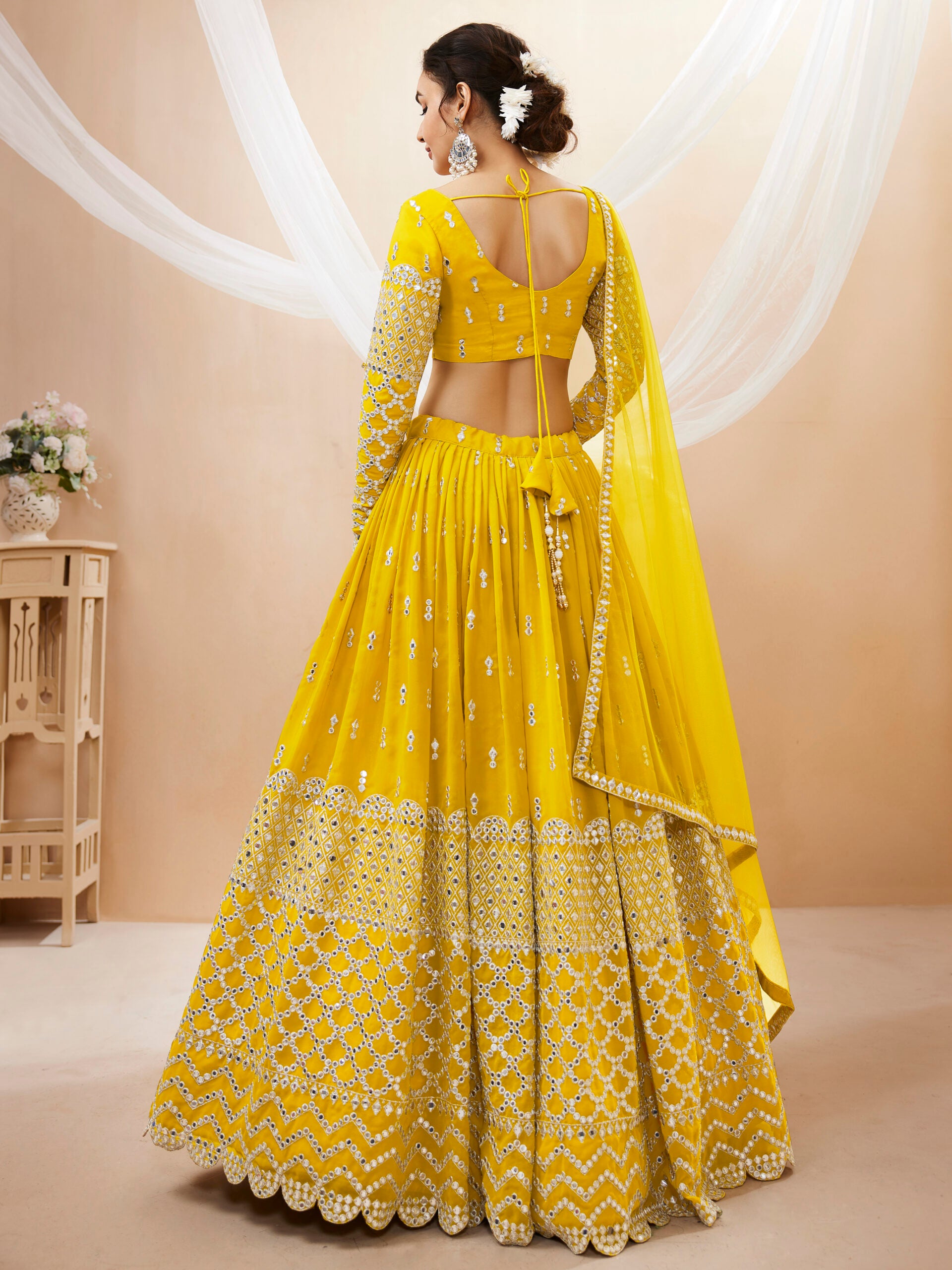 Golden Haldi Sequins Sparkle Lehengha Choli