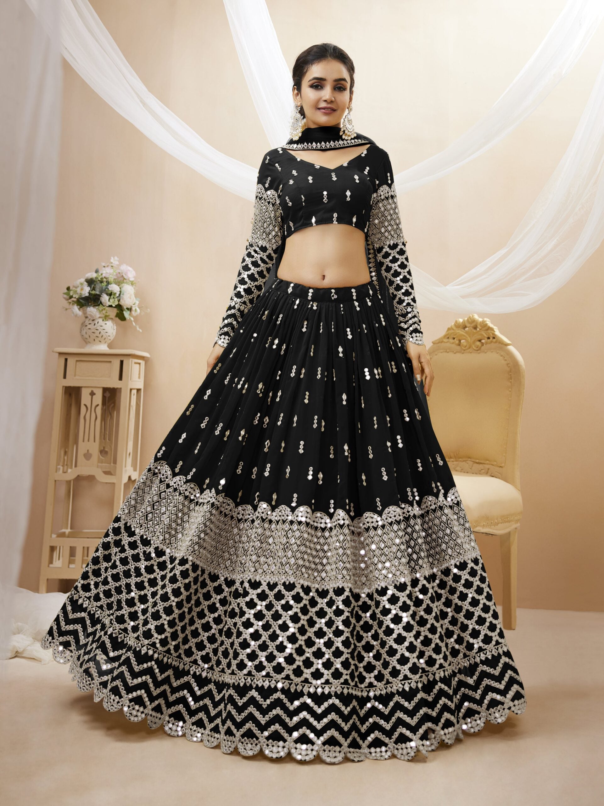 Black Magic Paper Miror Dream Lehengha Choli