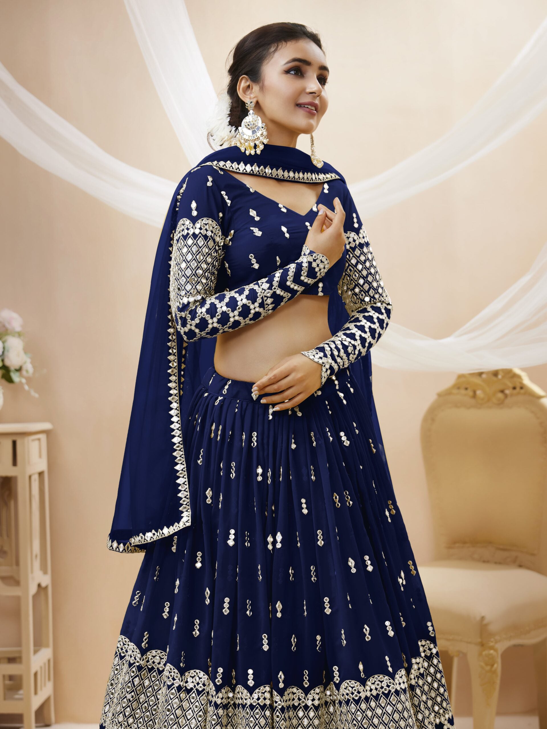 Zari Sapphire Navy Blue Enchantment Lehengha Choli