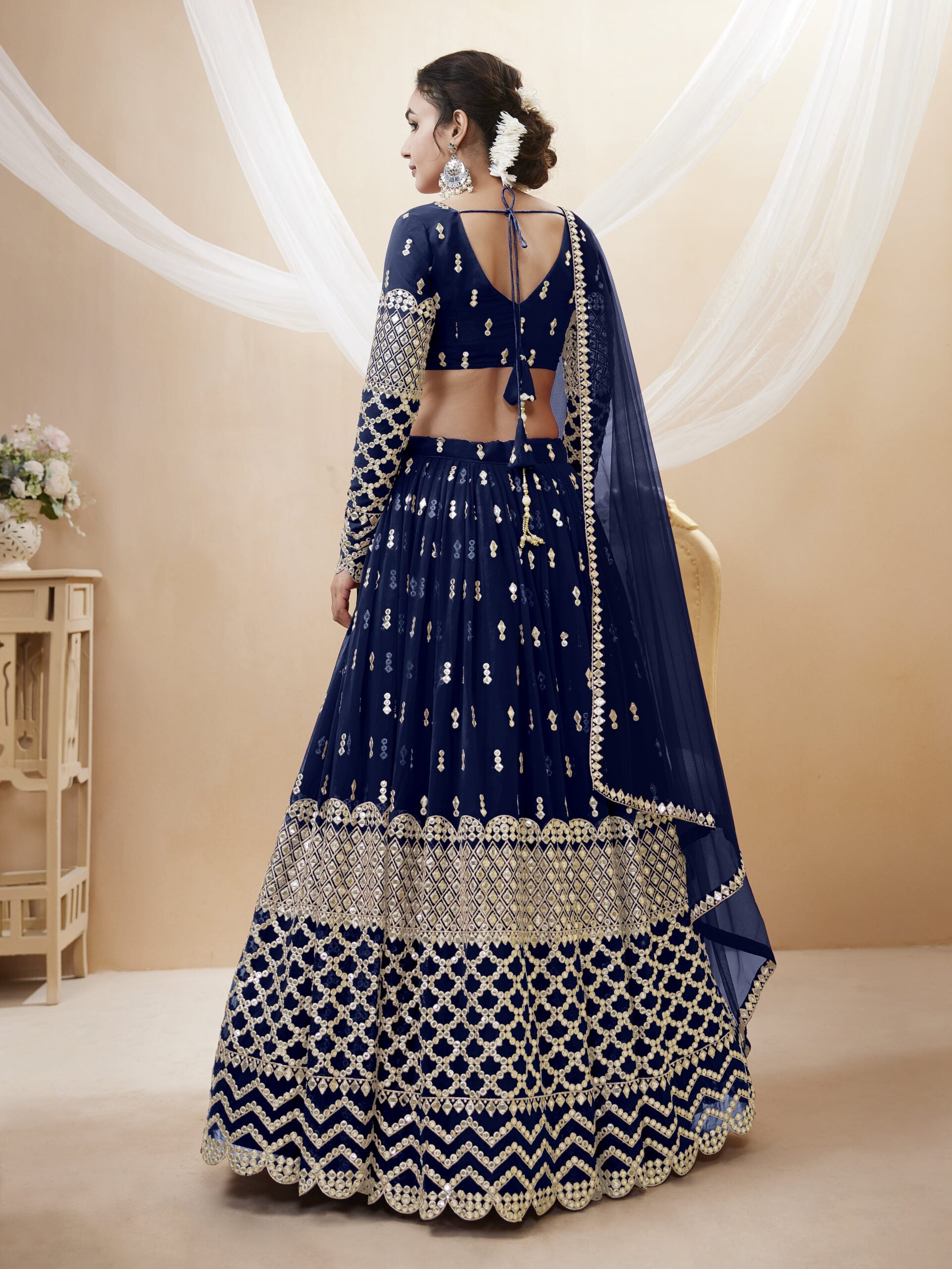Zari Sapphire Navy Blue Enchantment Lehengha Choli