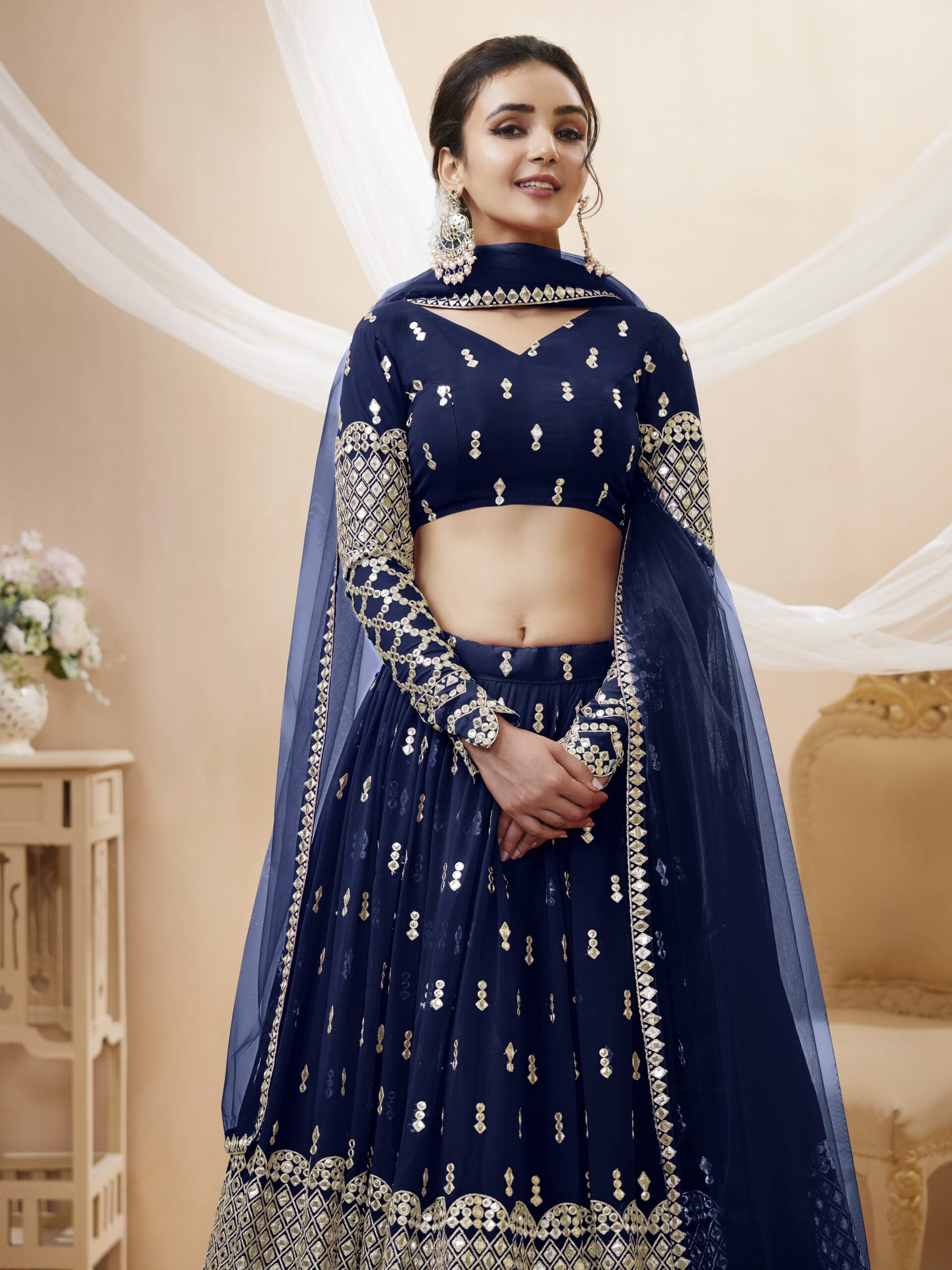 Zari Sapphire Navy Blue Enchantment Lehengha Choli
