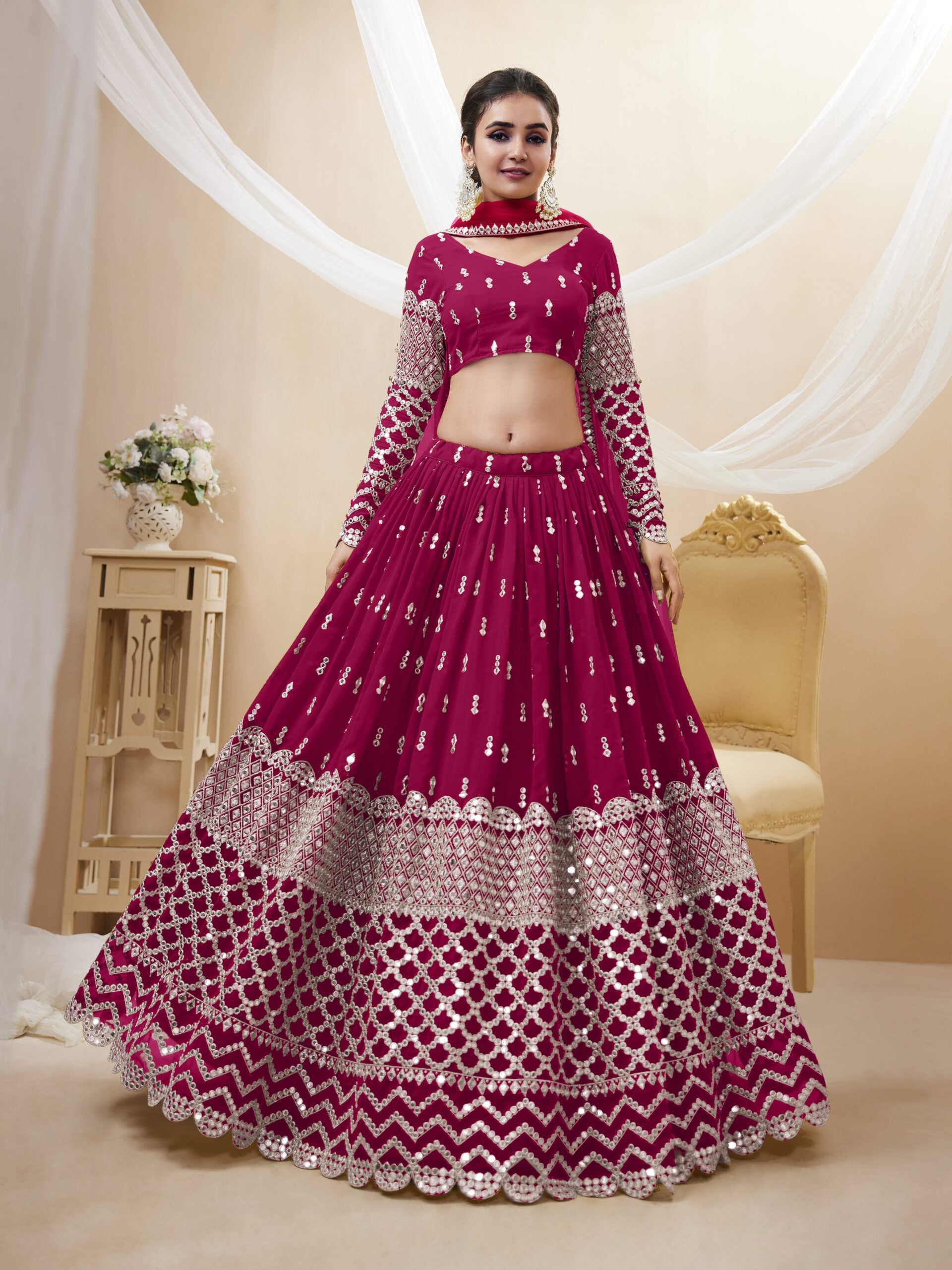 Sequin Splash Hot Pink Elegance Lehengha