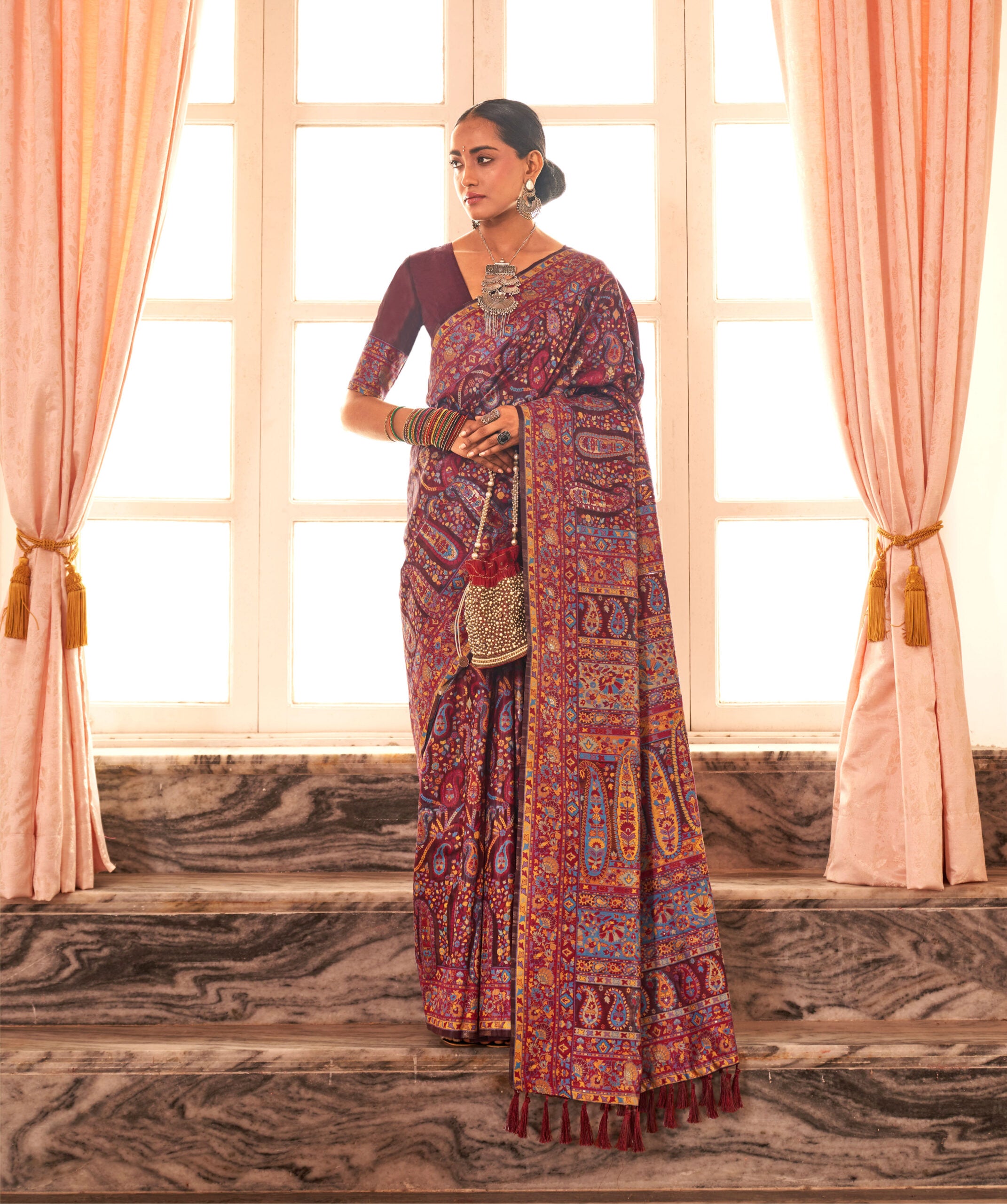 Maharani Amrita Wine Weave Saree