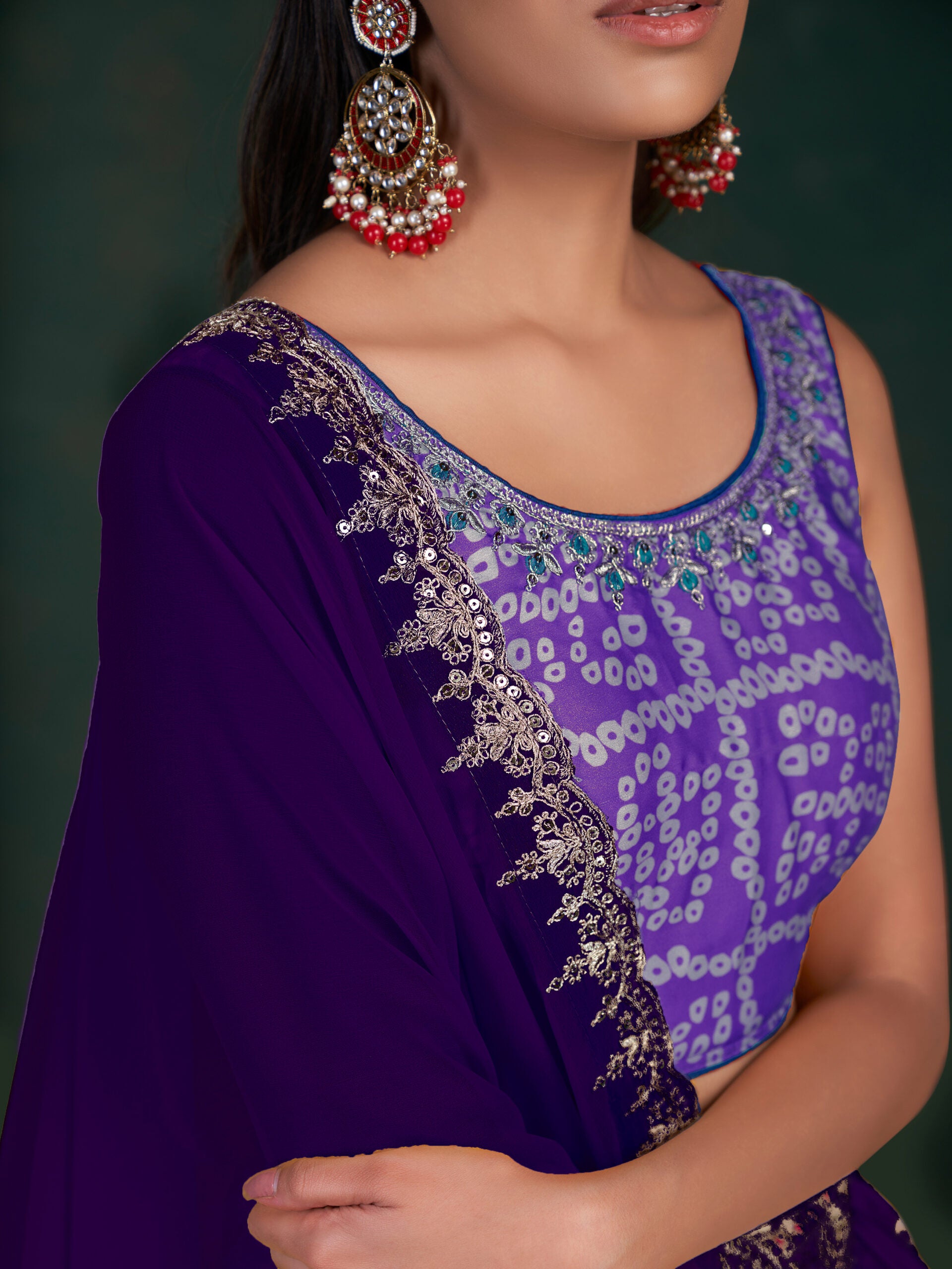 Enigmatic Eggplant Chinon Lehenga