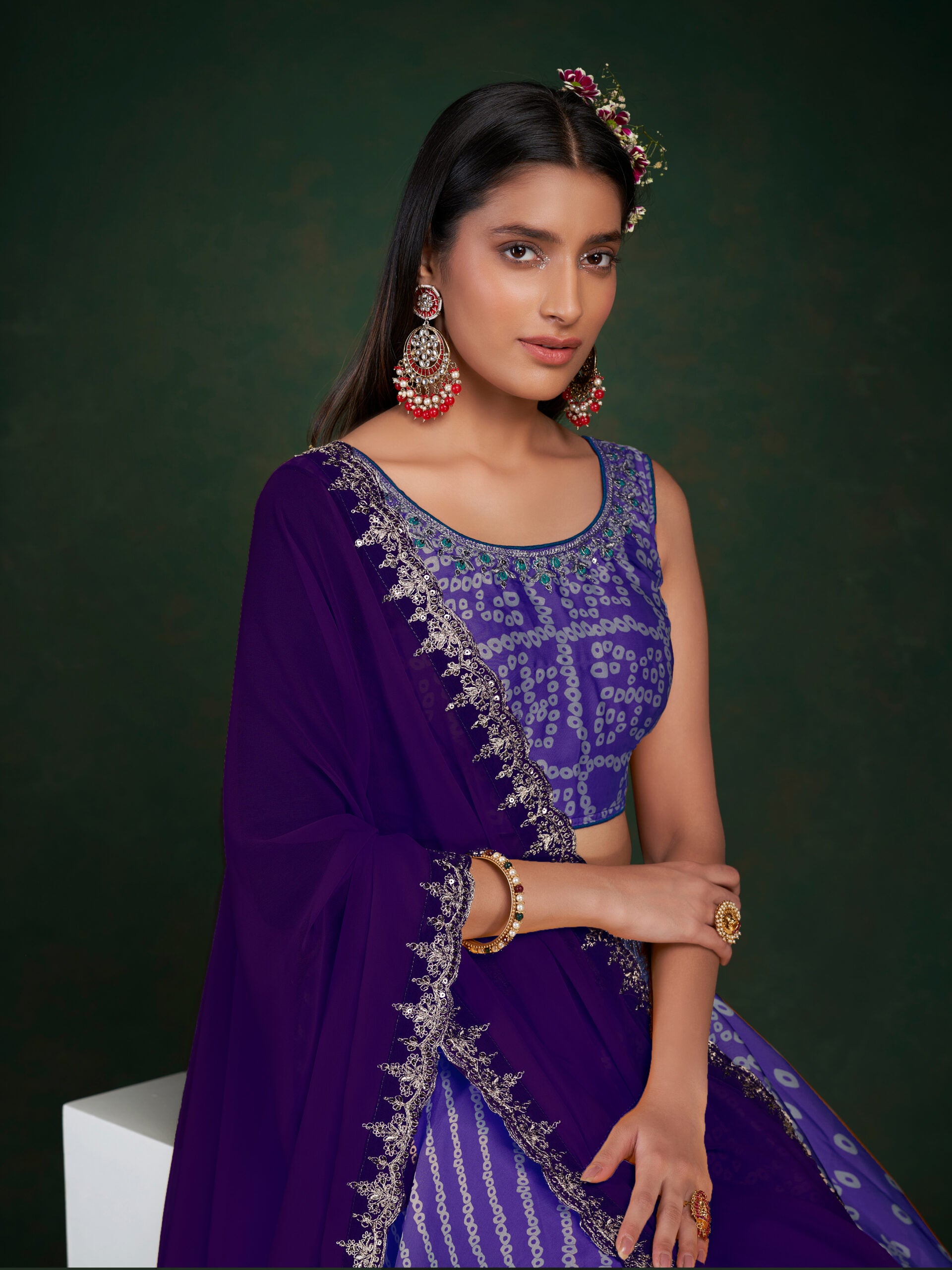 Enigmatic Eggplant Chinon Lehenga