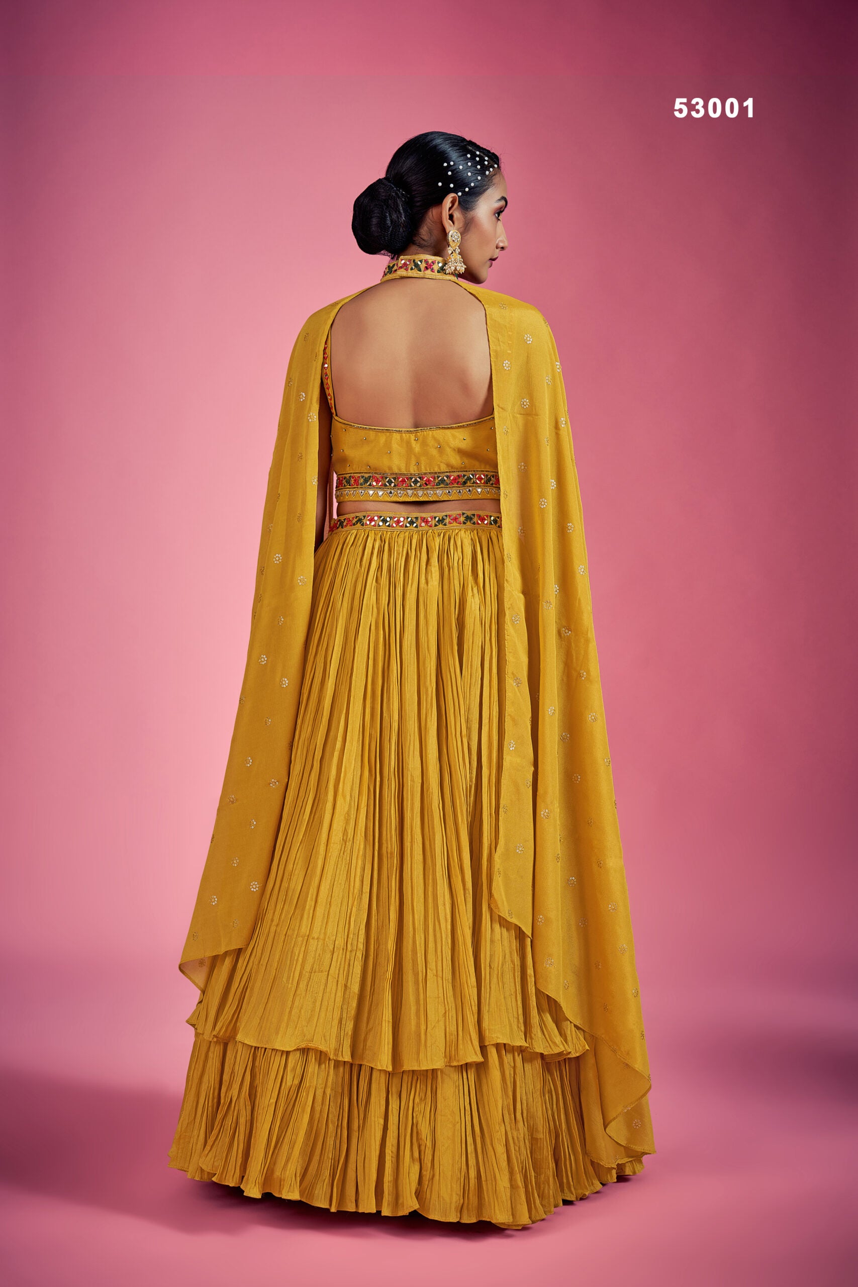 Chinon Sparkle Haldi Special Miror Work Lehengha Choli