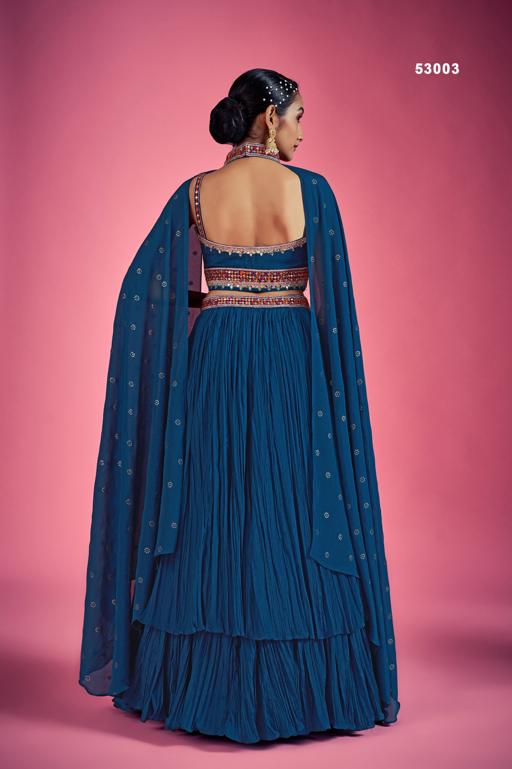 Chinon Blue Bliss Miror And Zardosi Lehengha Choli